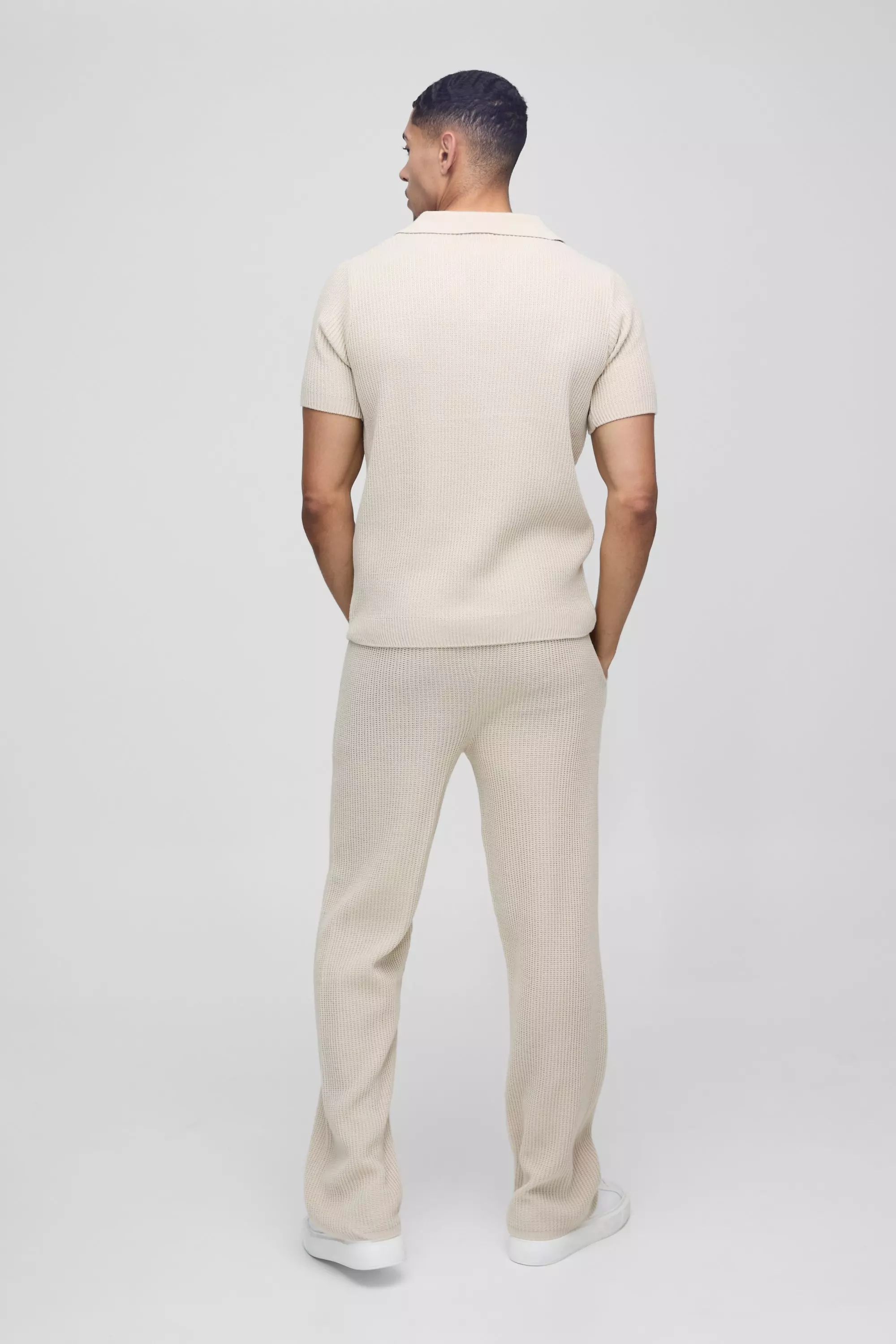 Stone Geribde gebreide joggers alternatieve afbeelding