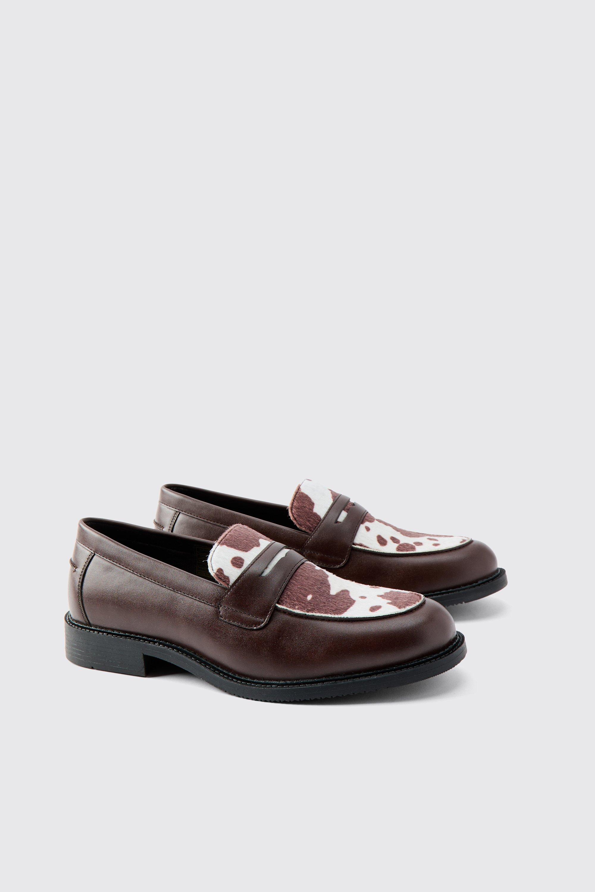 Faux Cowhide Loafer | boohooMAN AU