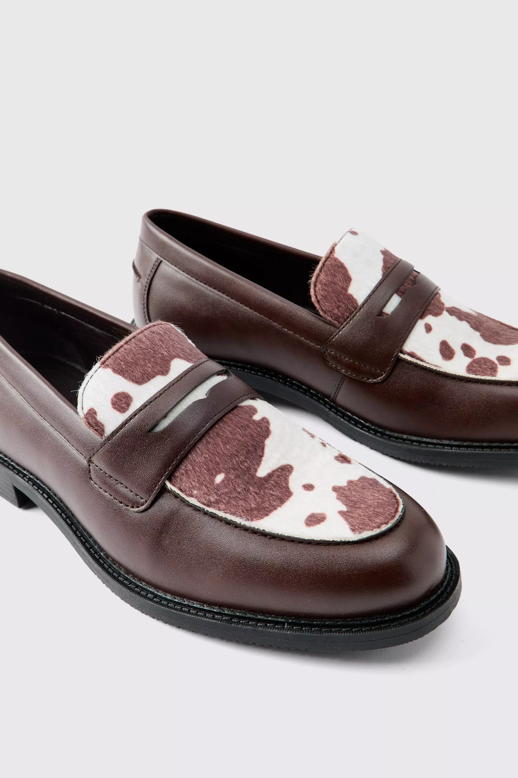 Faux Cowhide Loafer | boohooMAN AU