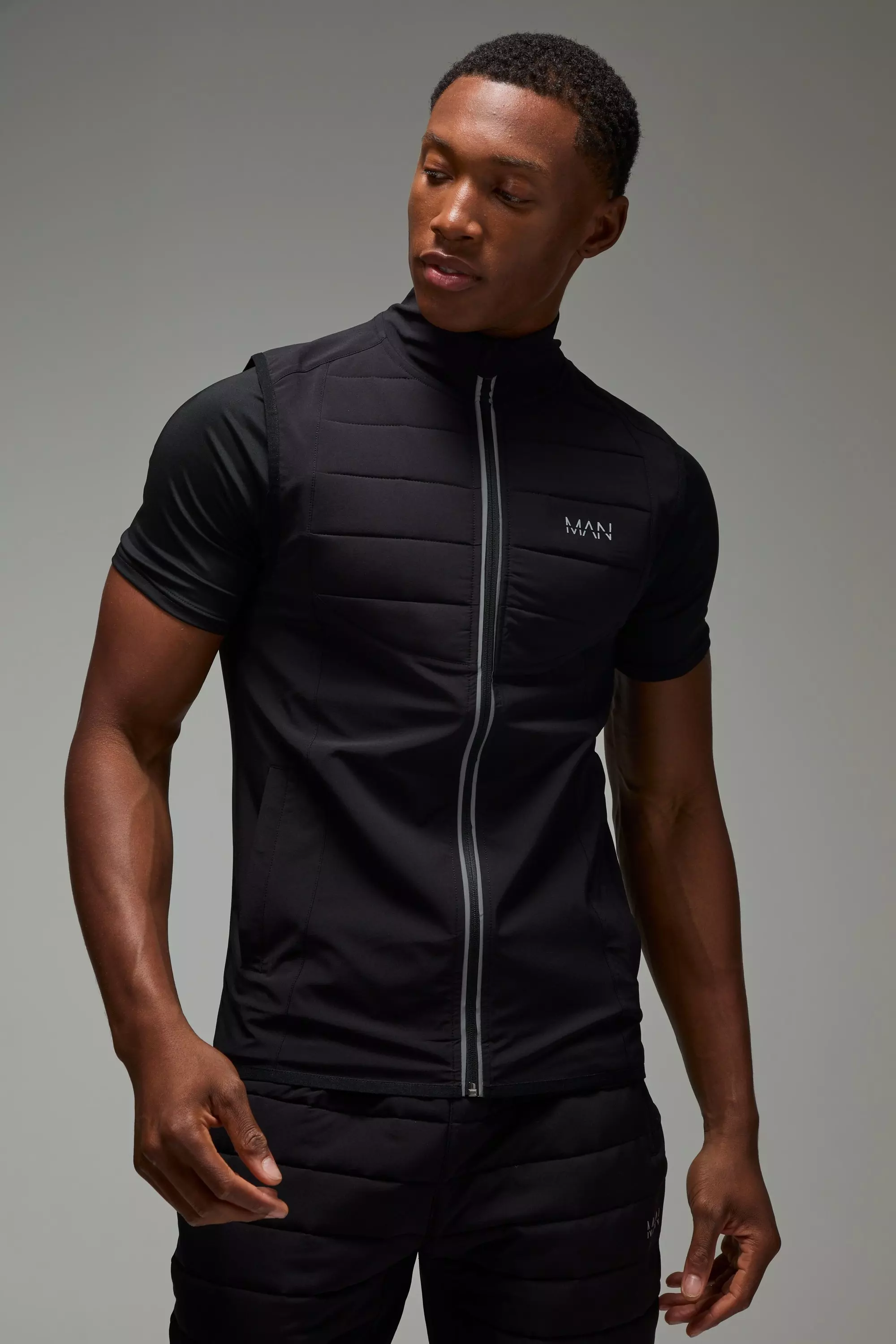 Black Man Active Slim Fit Lightweight Quilted Gilet alternative image