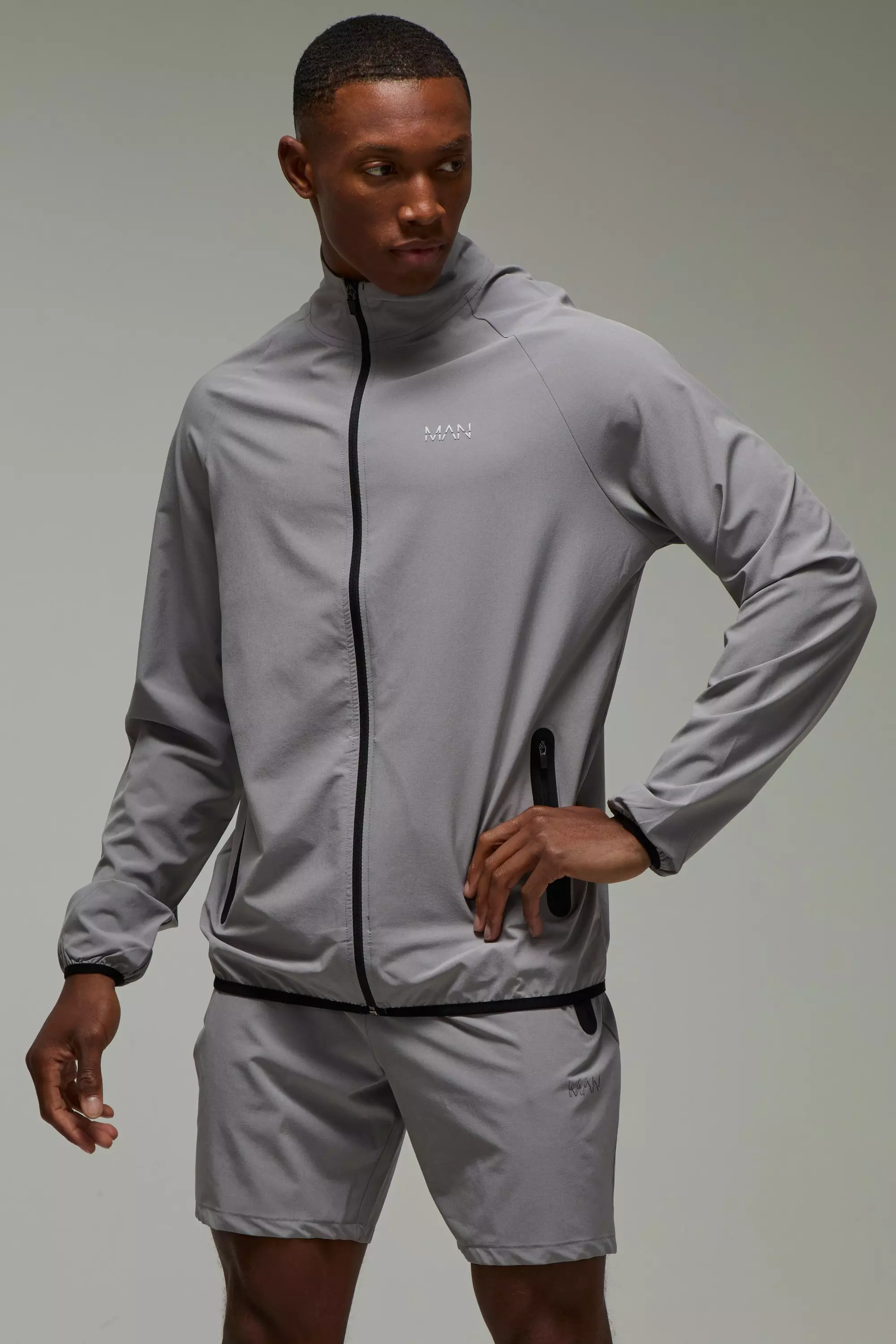 Man Active Pro Stretch Woven Zip Through Tracksuit | boohooMAN USA