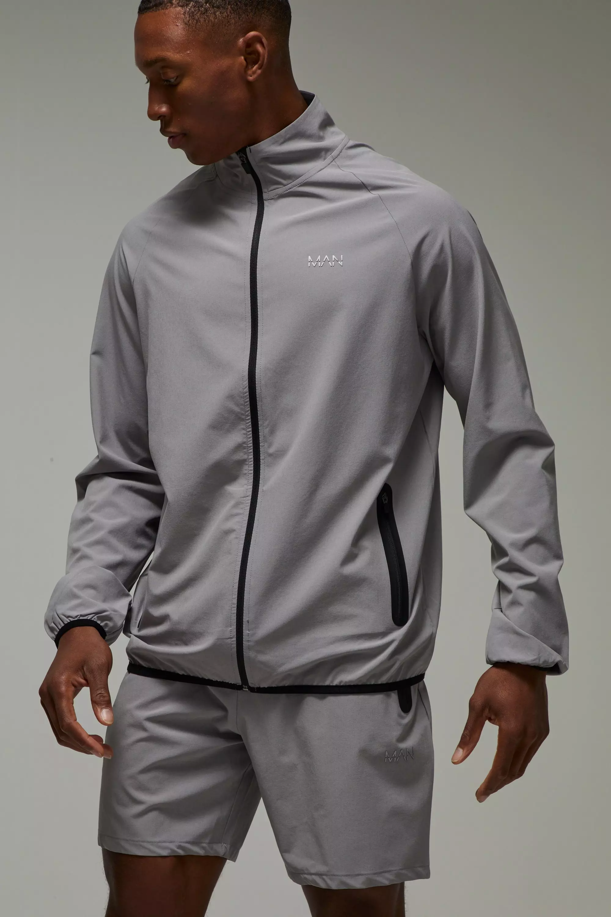 Man Active Pro Stretch Woven Zip Through Tracksuit | boohooMAN USA