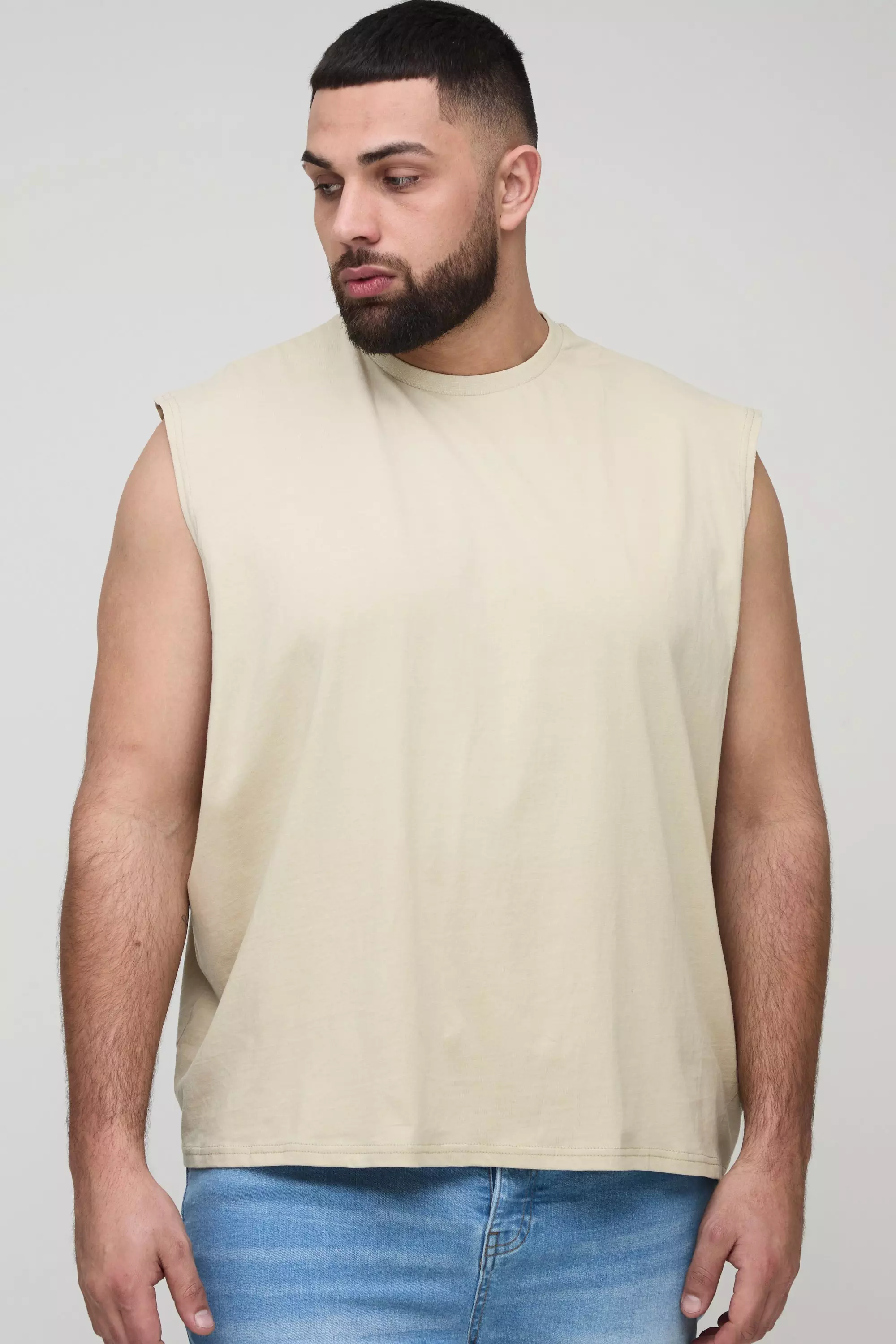 Plus Washed Boxy Tank Stone