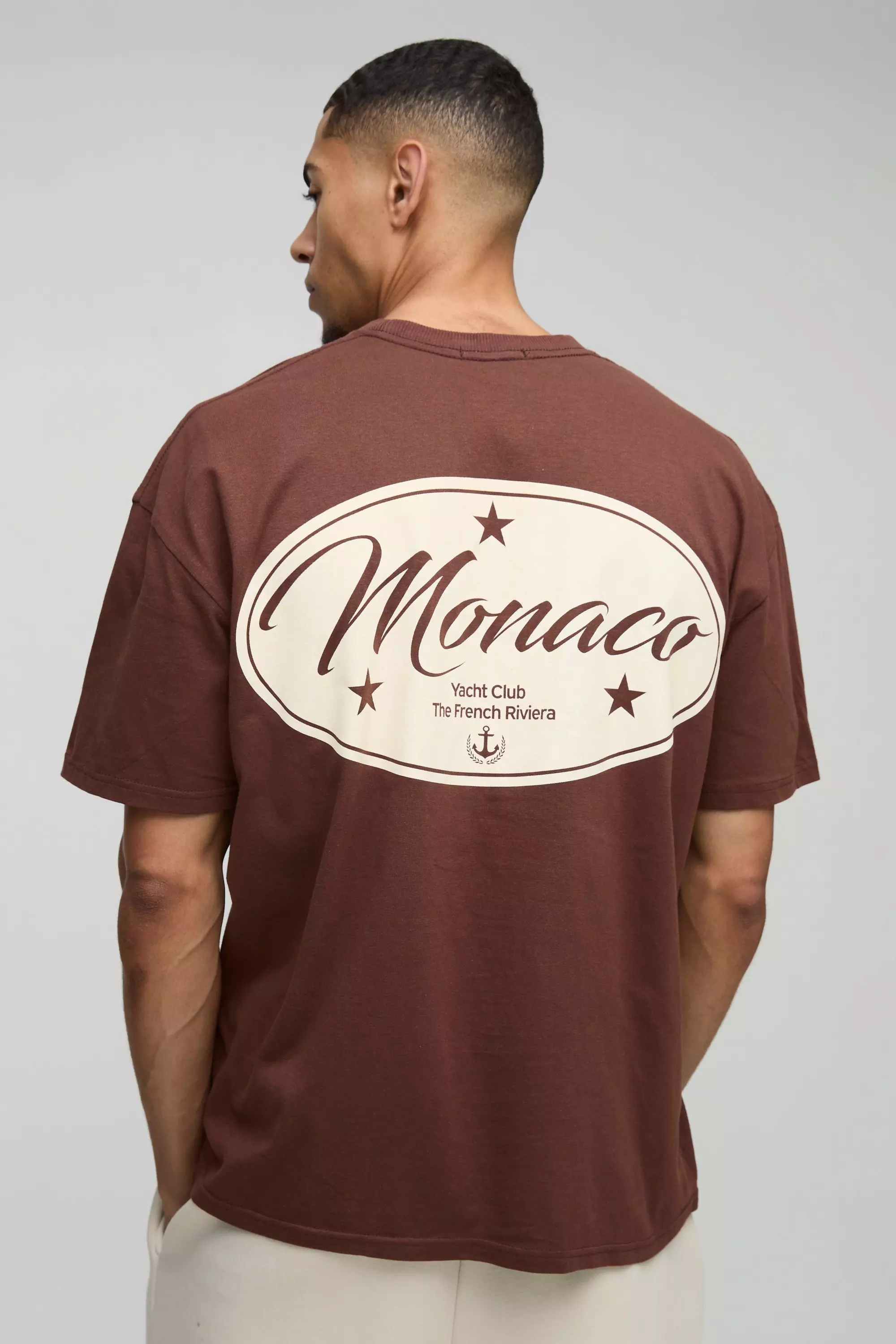 Chocolate Oversized Monaco Print T-Shirt alternative image