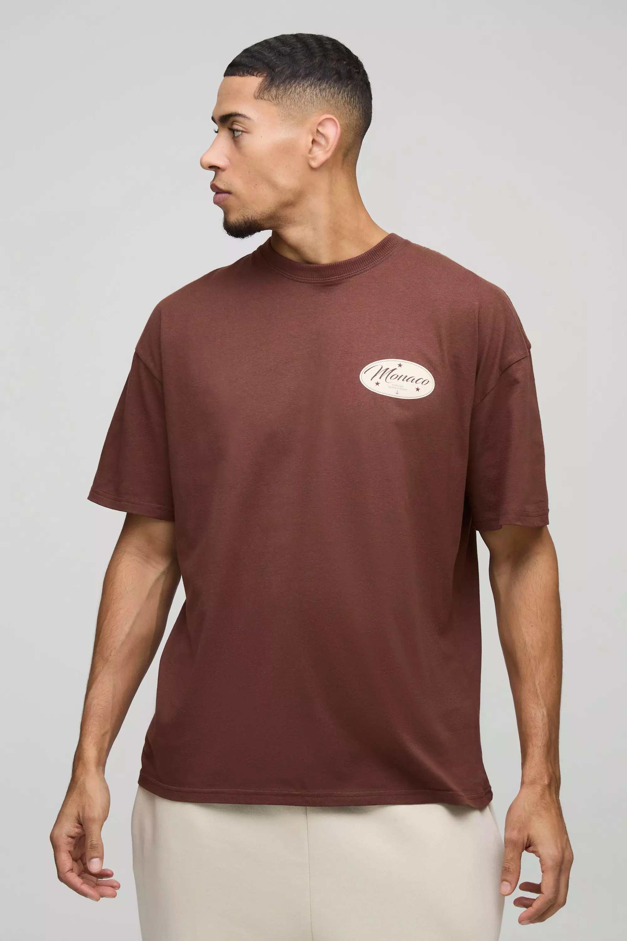 Chocolate Oversized Monaco Print T-Shirt alternative image