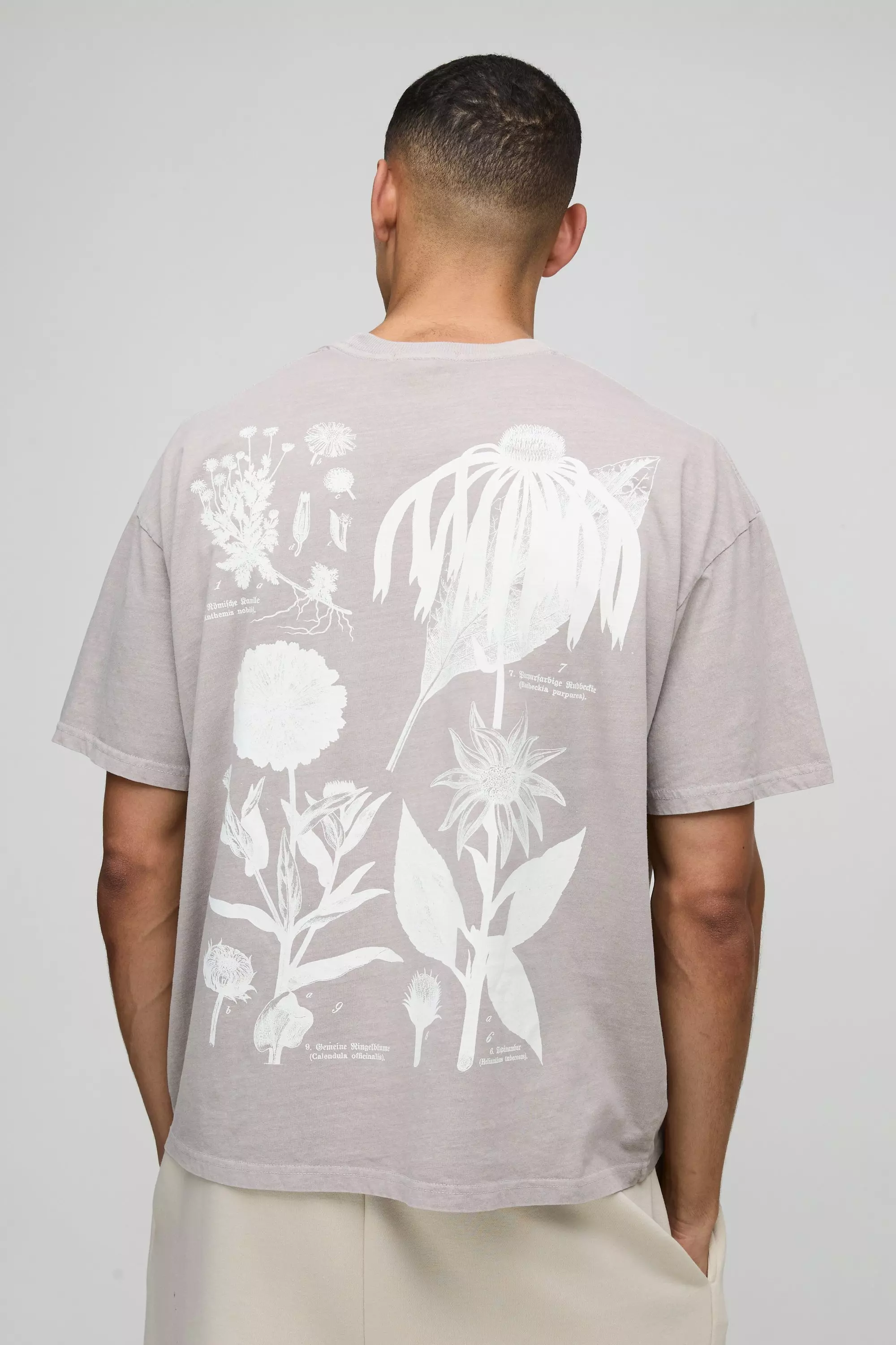 Mocha Oversized Boxy Pour Homme Floral Washed T-Shirt alternative image