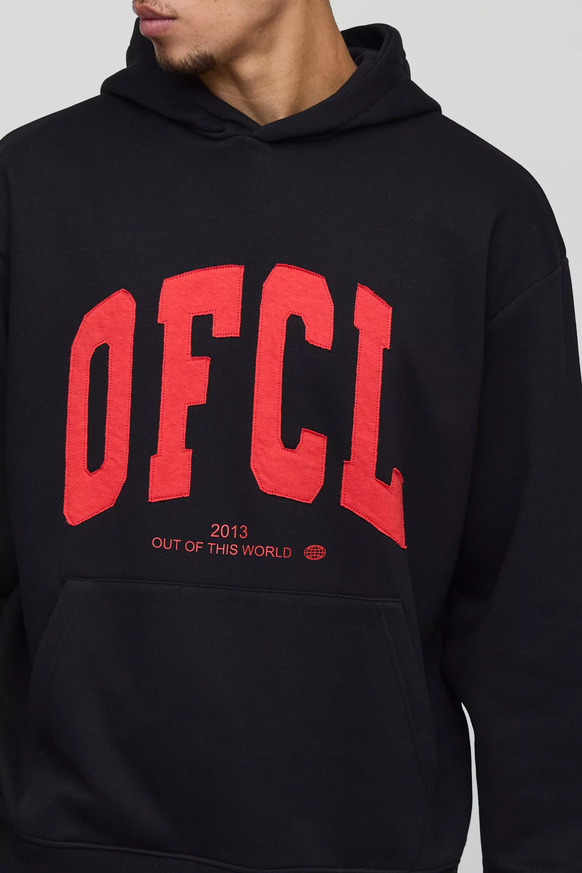 Black Oversized OFCL Applique Hoodie alternative image