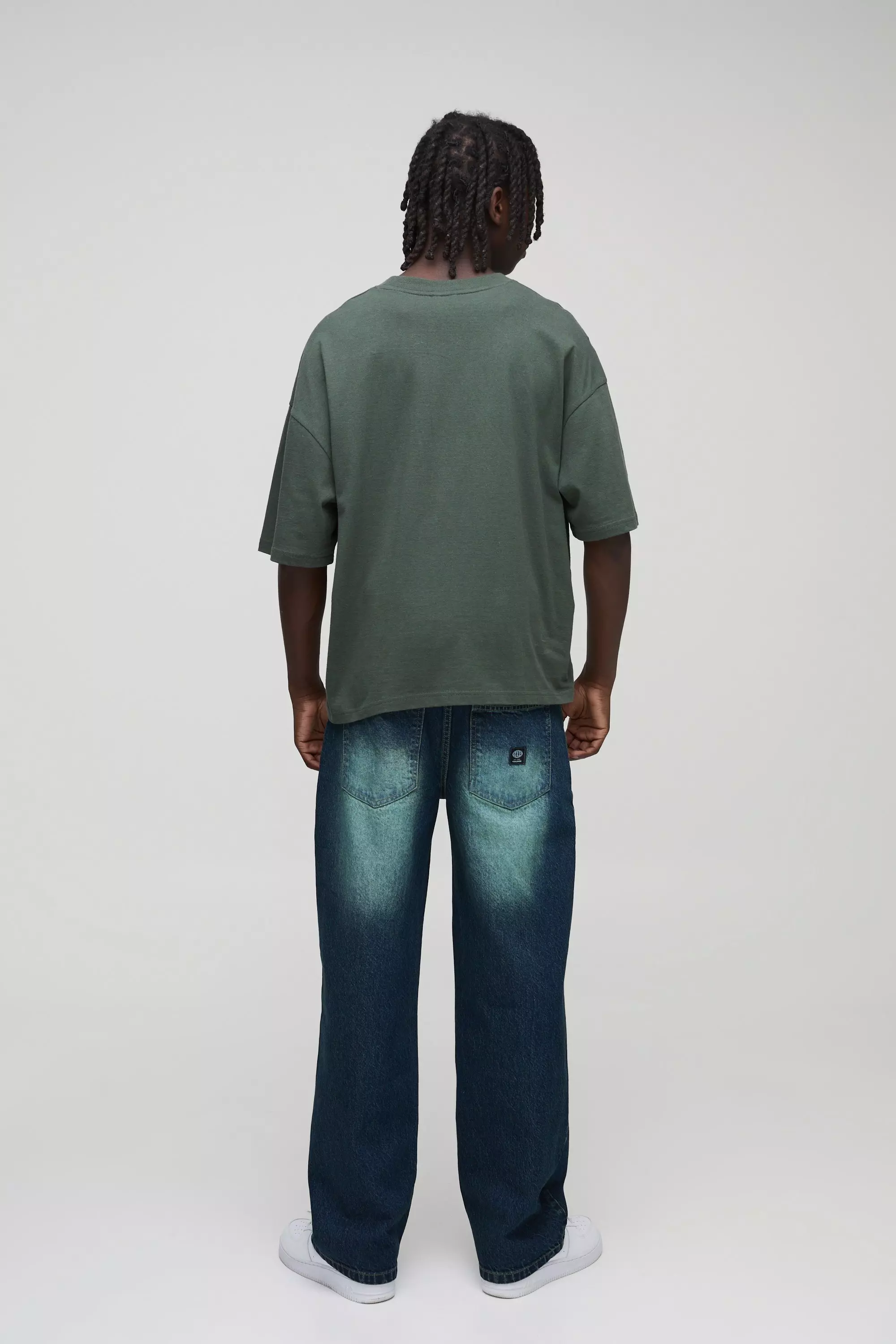 Mid blue Relaxed Fit Extreme Washed Woven Tab Jeans alternative image