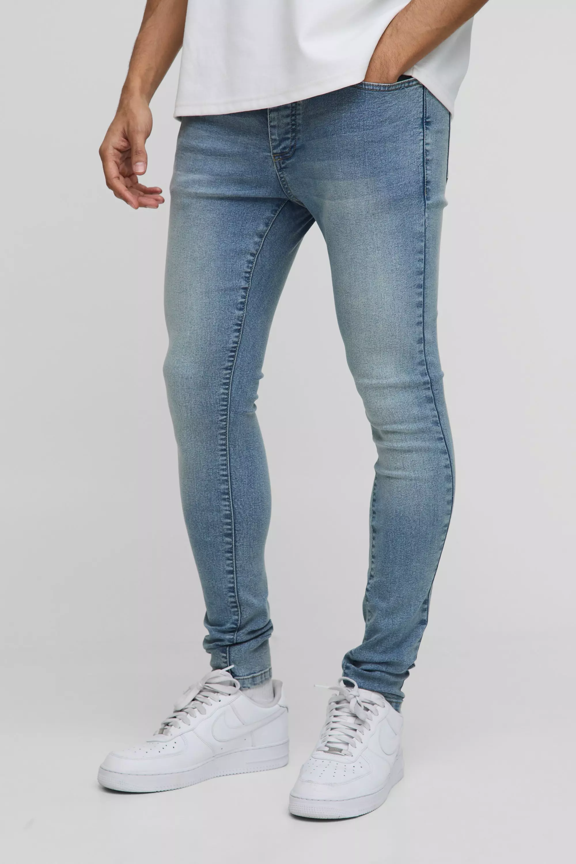 Super Skinny Stretch Extreme Washed Skinny Jeans | boohooMAN USA