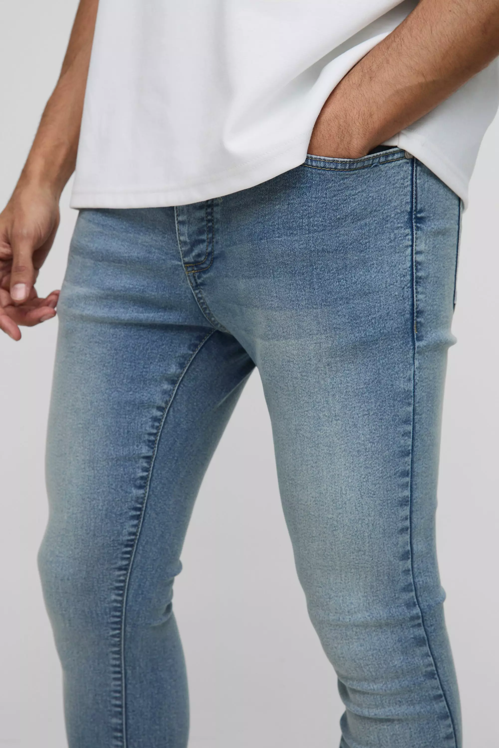 Super Skinny Stretch Extreme Washed Skinny Jeans | boohooMAN USA