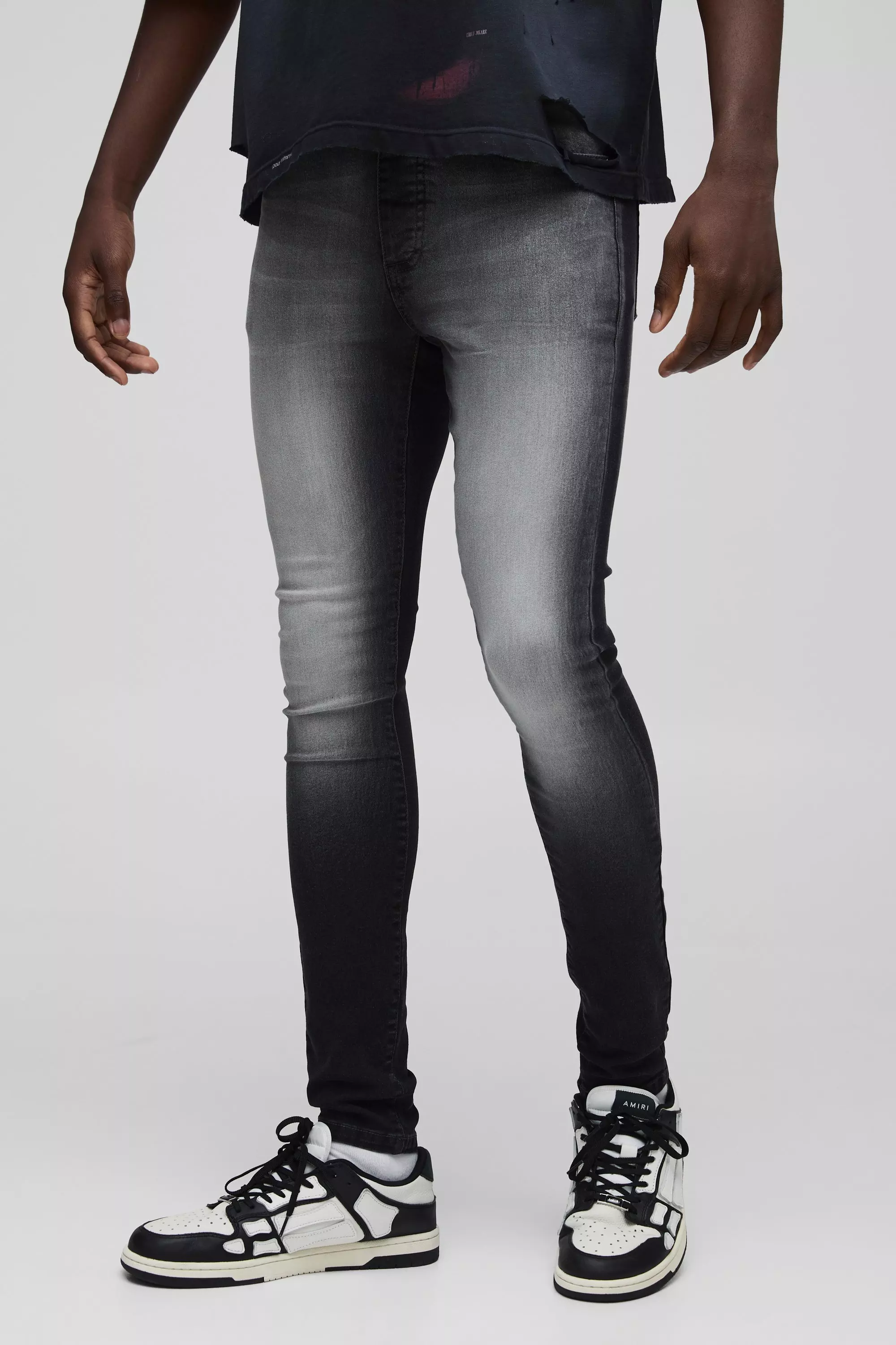 Charcoal Super Skinny Stretch Extreme Washed Skinny Jeans alternative image