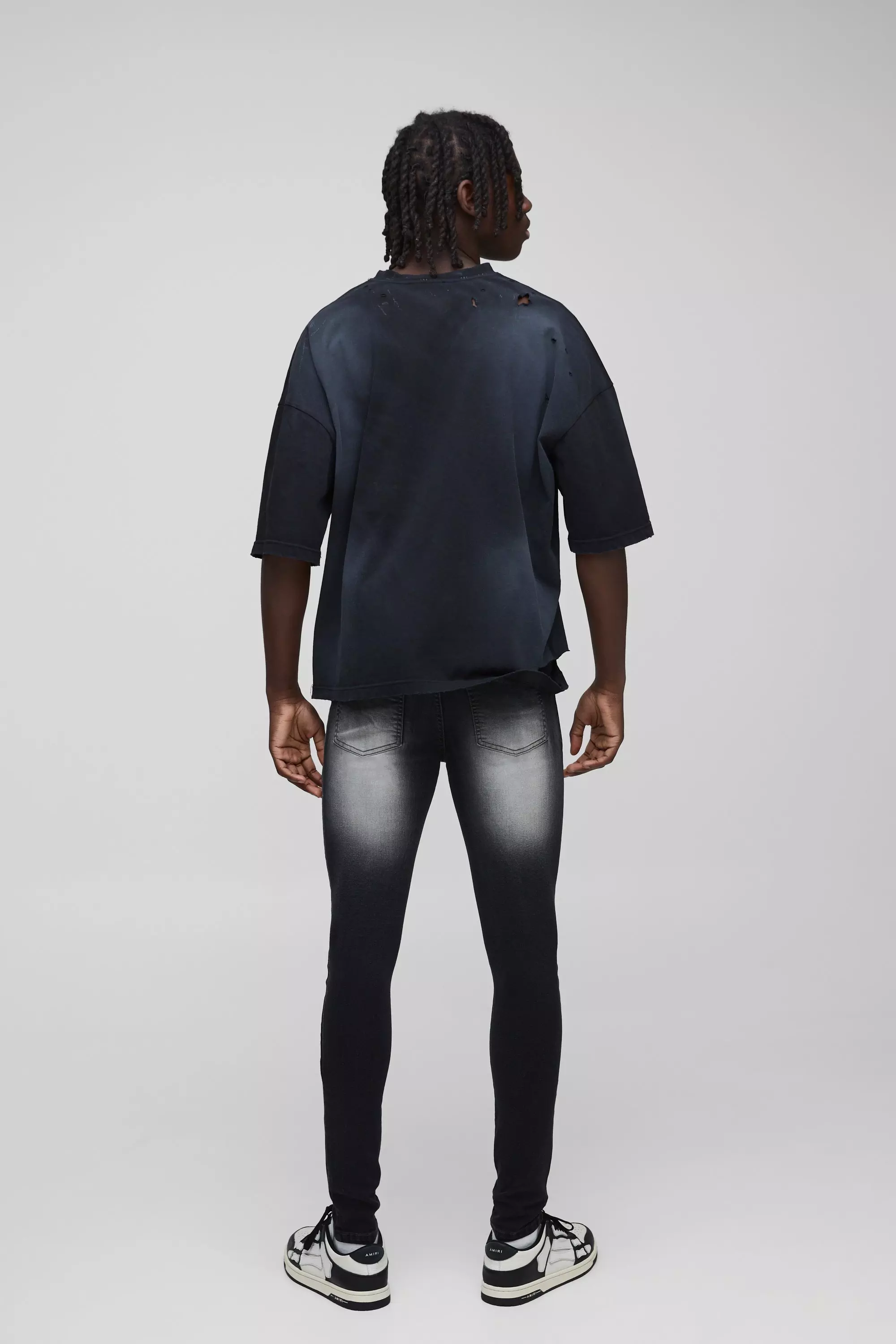 Charcoal Super Skinny Stretch Extreme Washed Skinny Jeans alternative image