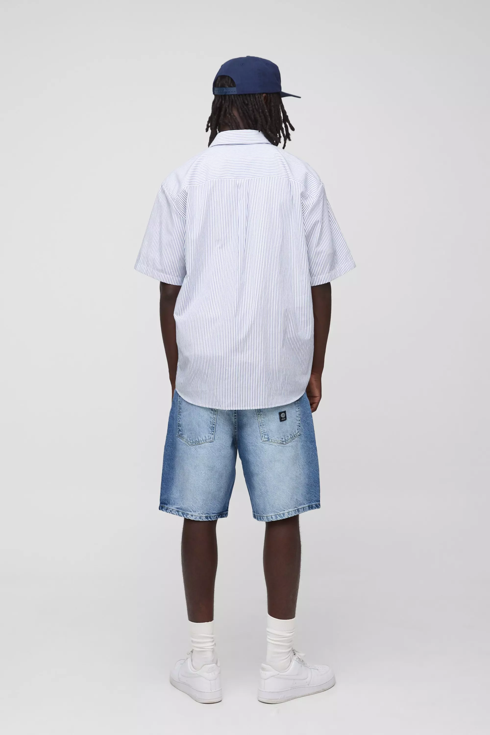 Light blue Relaxed Fit Extreme Washed Woven Tab Jean Shorts alternative image