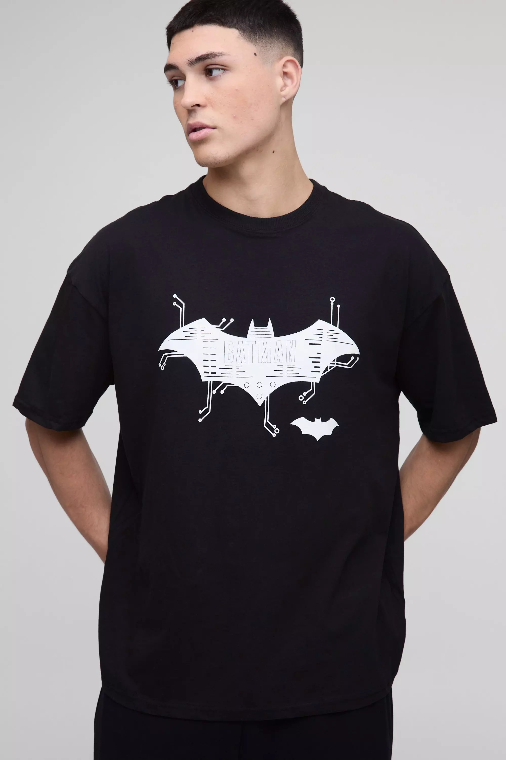 Black Oversized DC Batman License Print T-Shirt alternative image