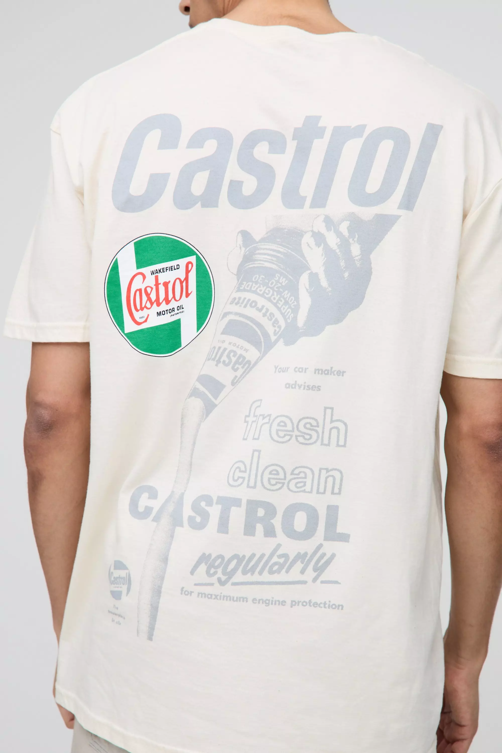 Ecru Oversized Castrol Racing License Print T-Shirt alternative image