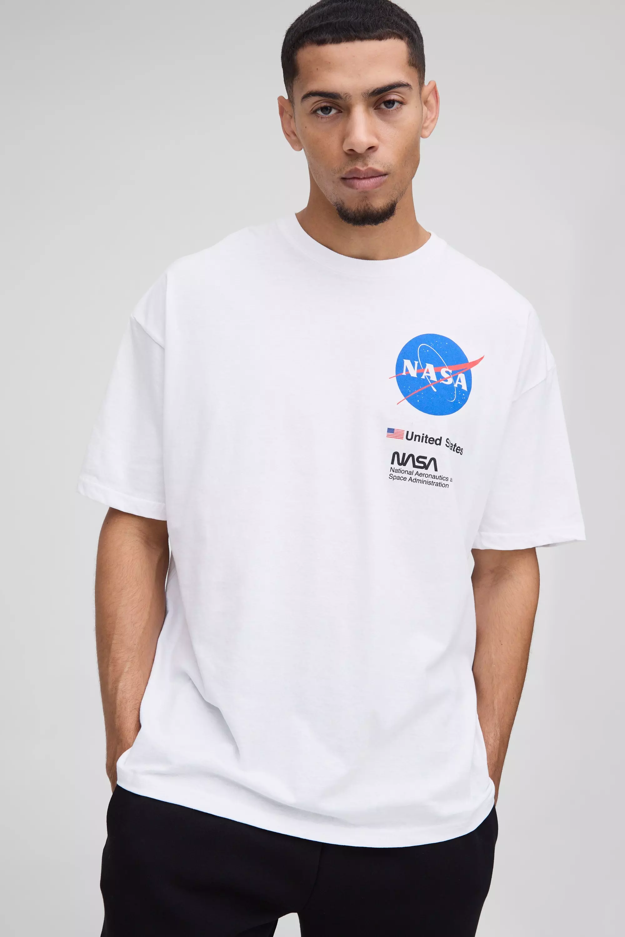 T-Shirt Oversize Ufficiale Con Stampa Nasa, White immagine alternativa