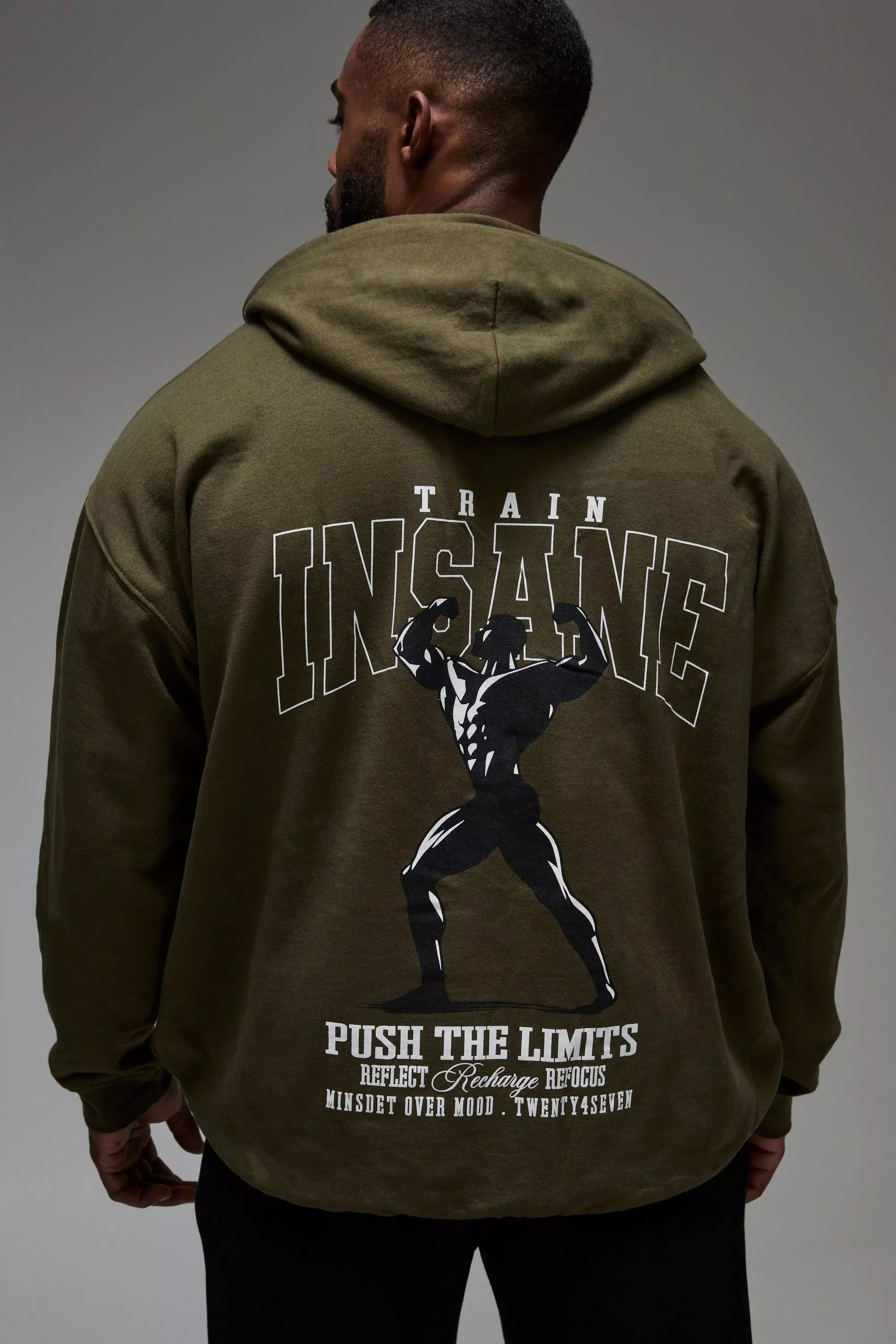 Khaki Man Active Push The Limits Oversized Hoodie alternative image