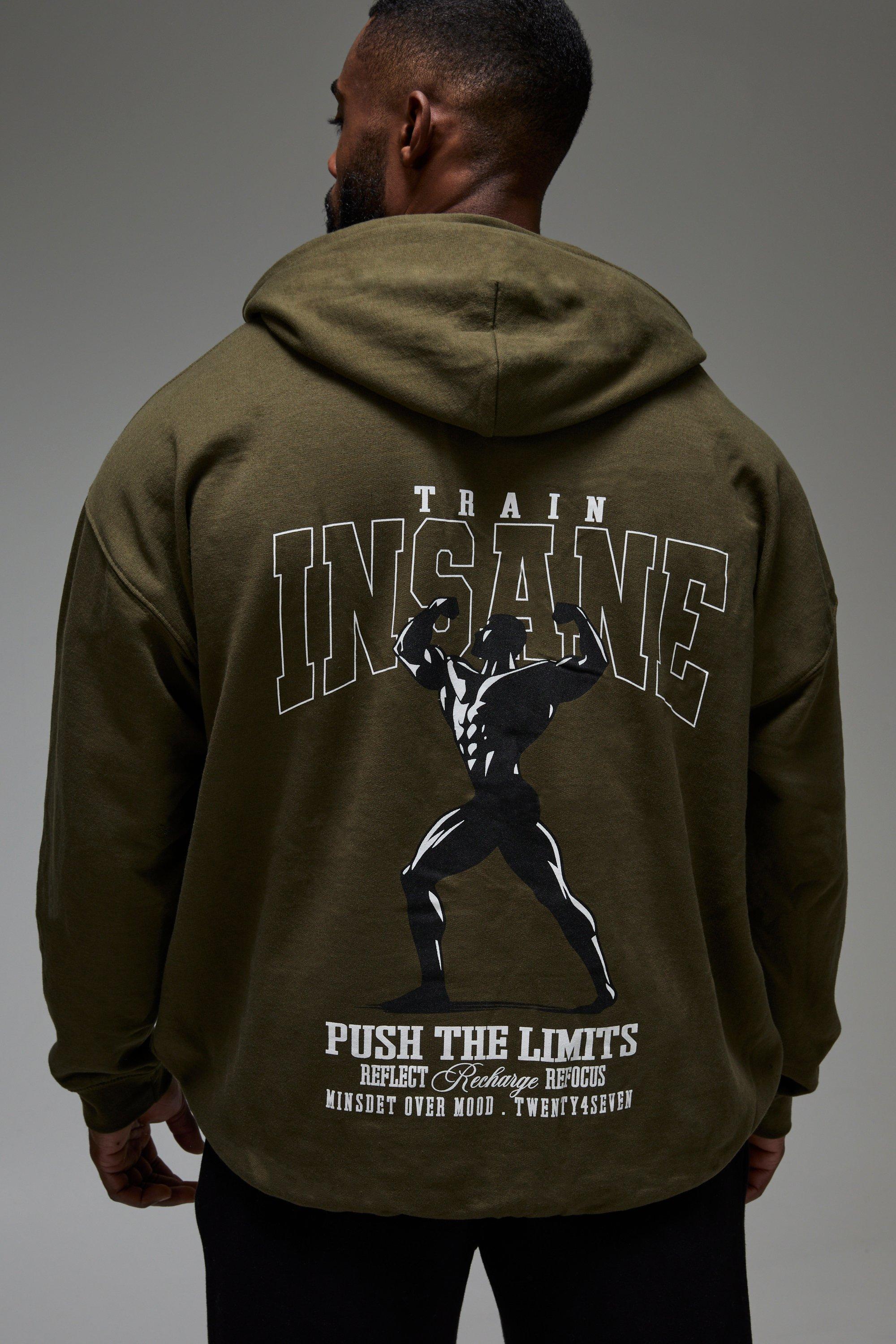 Man Active Push The Limits Oversized Hoodie | boohooMAN USA