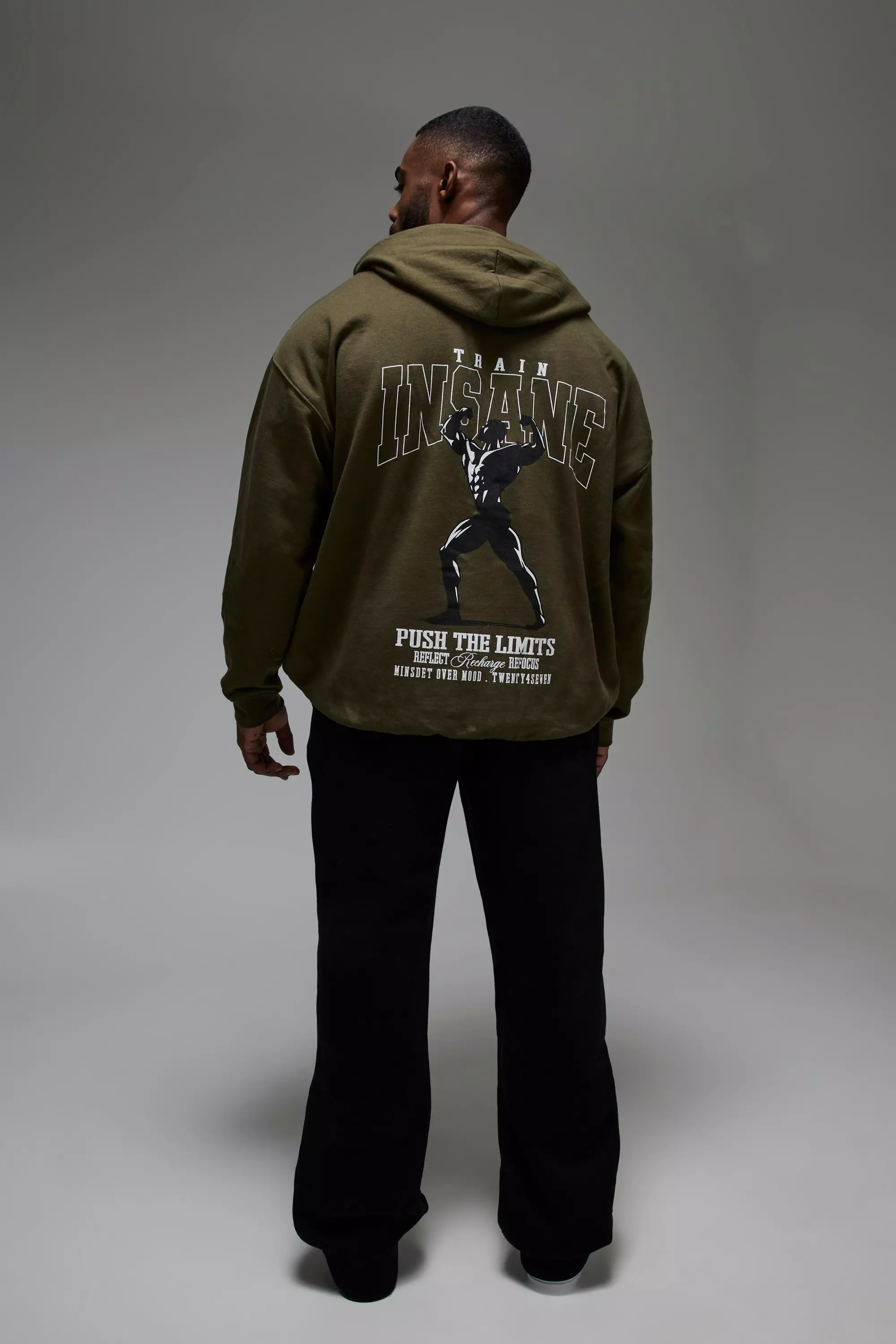 Khaki Man Active Push The Limits Oversized Hoodie alternative image
