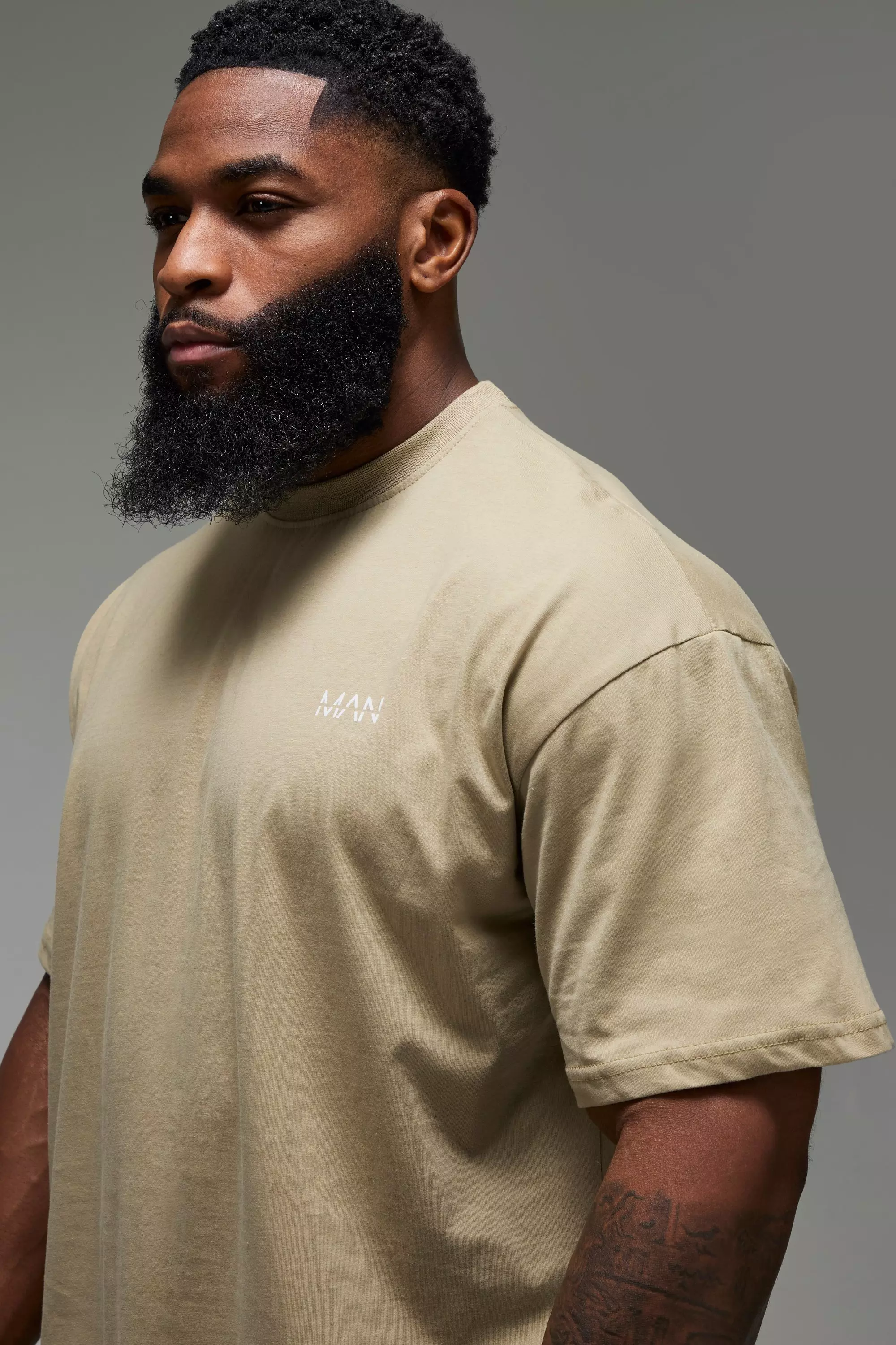Taupe Man Active Gym Basic Oversized T-shirt alternative image