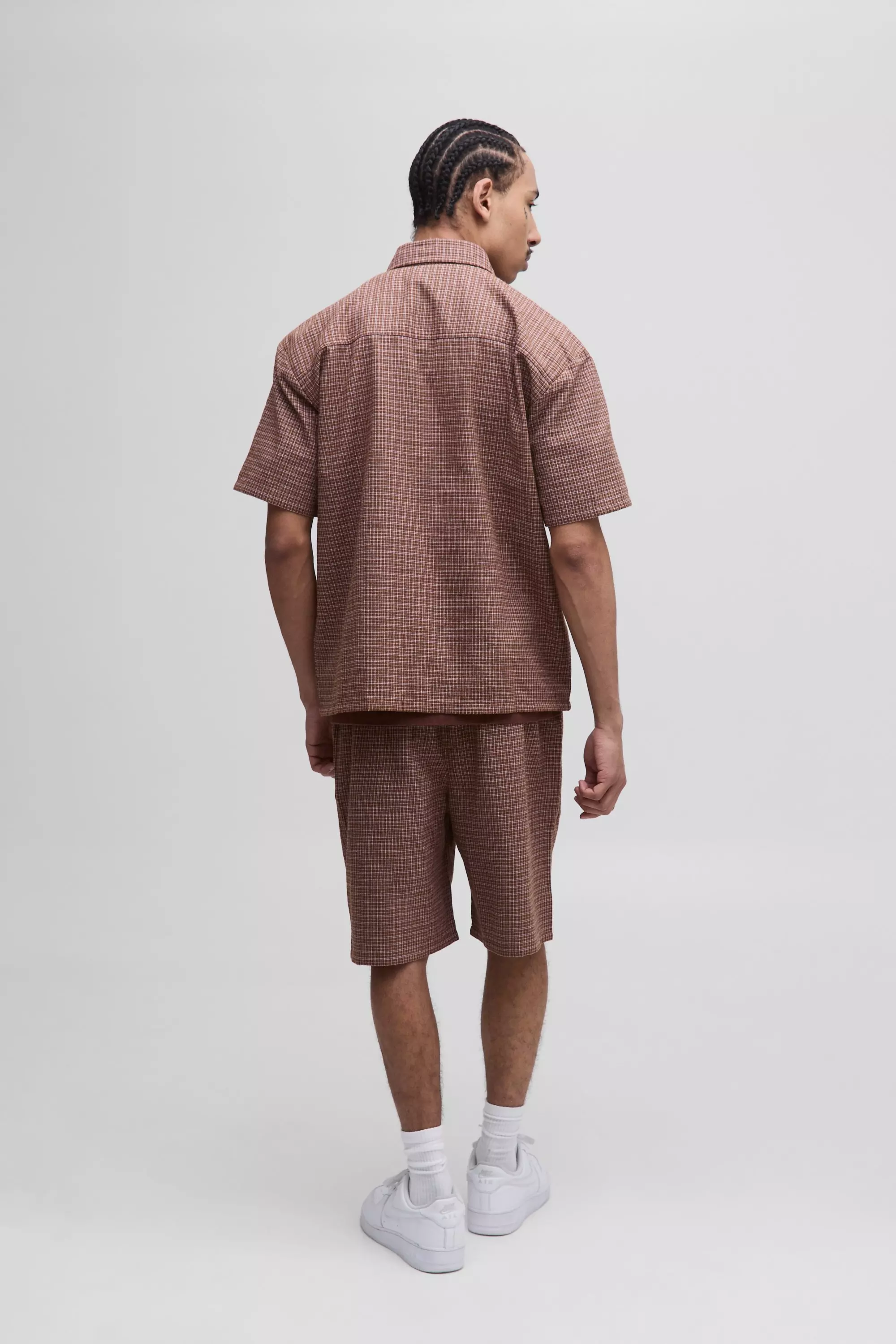 Ensemble oversize à carreaux et short, Chocolate autre image