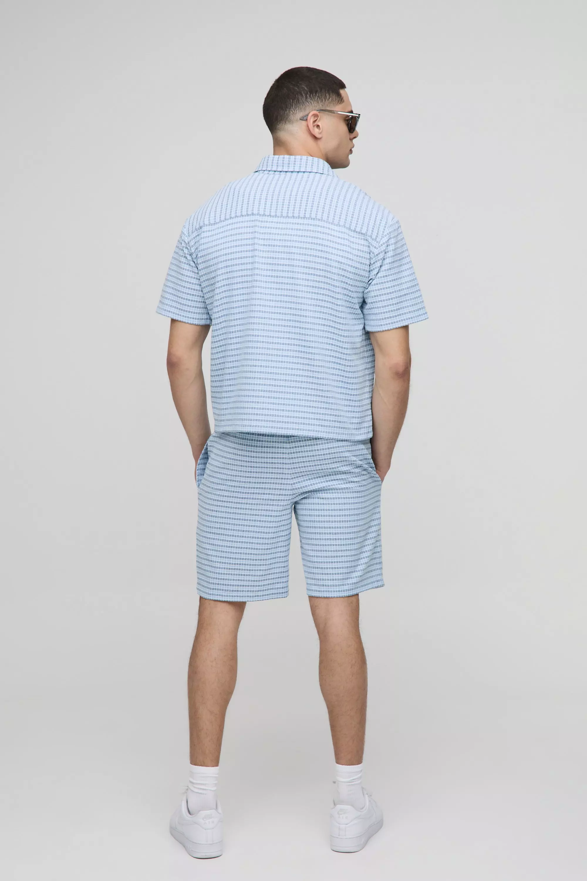 Kastiges Oversize Hemd & Shorts, Light blue alternatives Bild