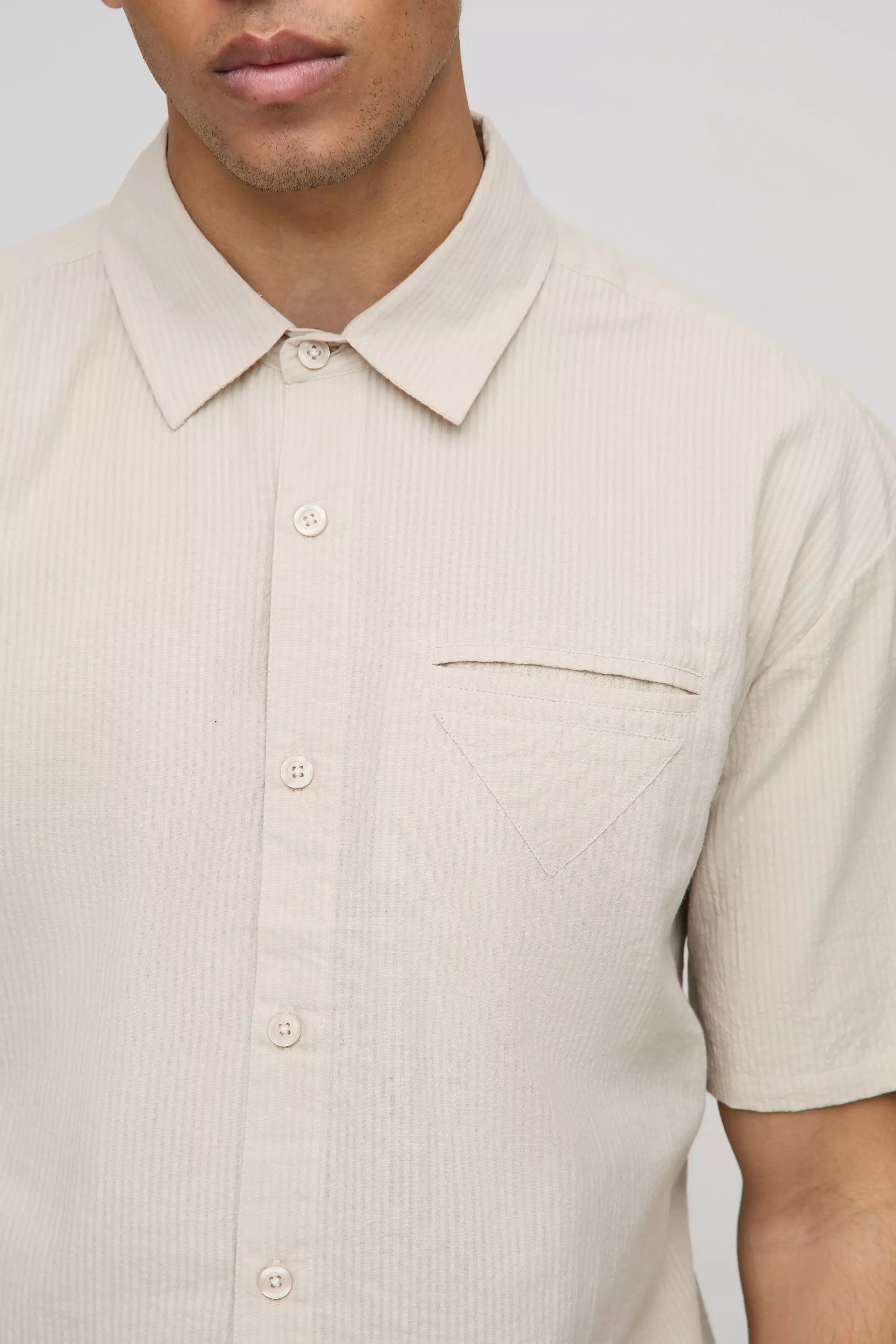 Yellow Oversized Boxy Stripe Welt Pocket Shirt alternative image
