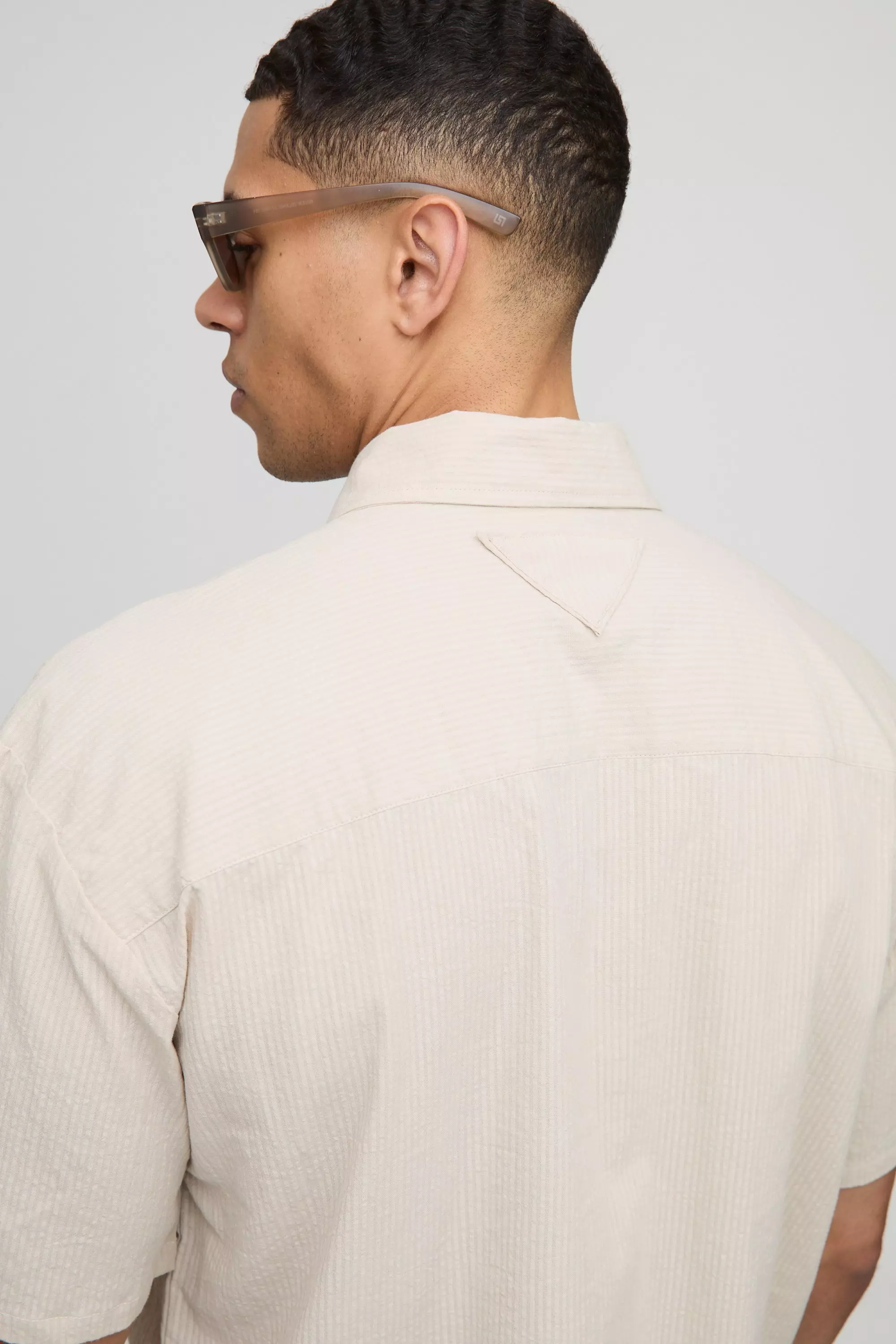 Yellow Oversized Boxy Stripe Welt Pocket Shirt alternative image