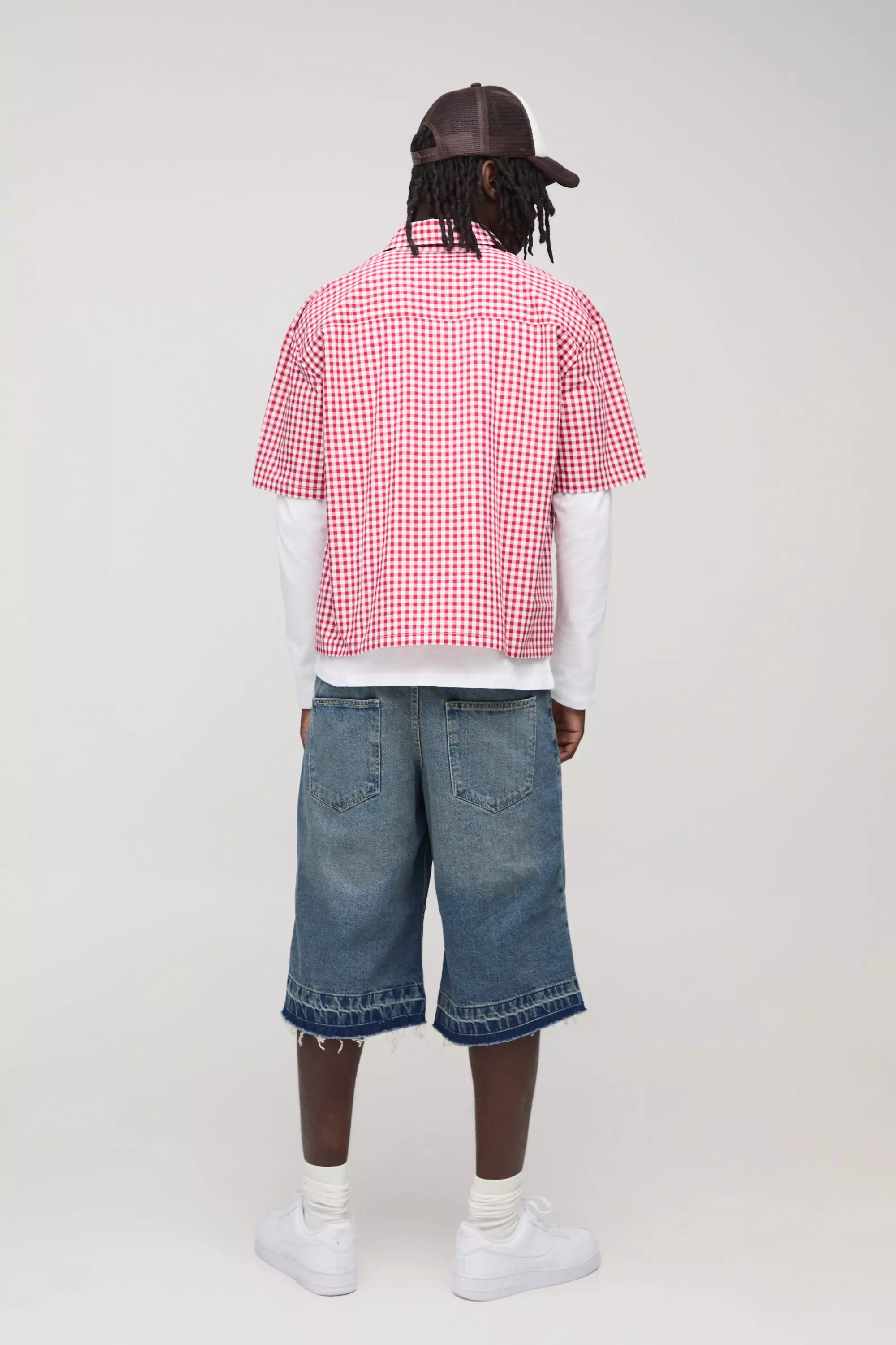 Oversized Pocket Detail Micro Plaid Boxy Shirt | boohooMAN USA