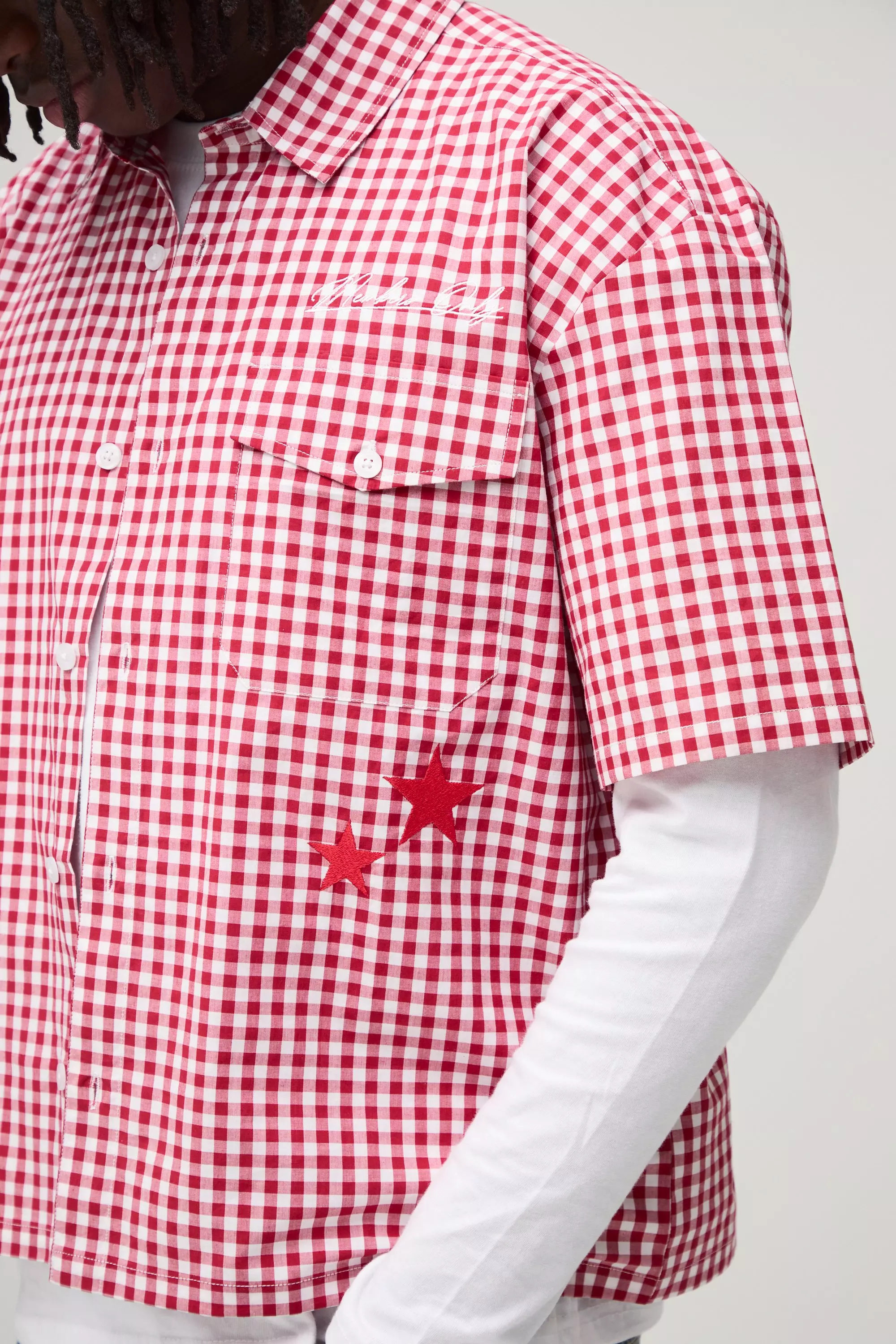 Oversized Pocket Detail Micro Plaid Boxy Shirt | boohooMAN USA