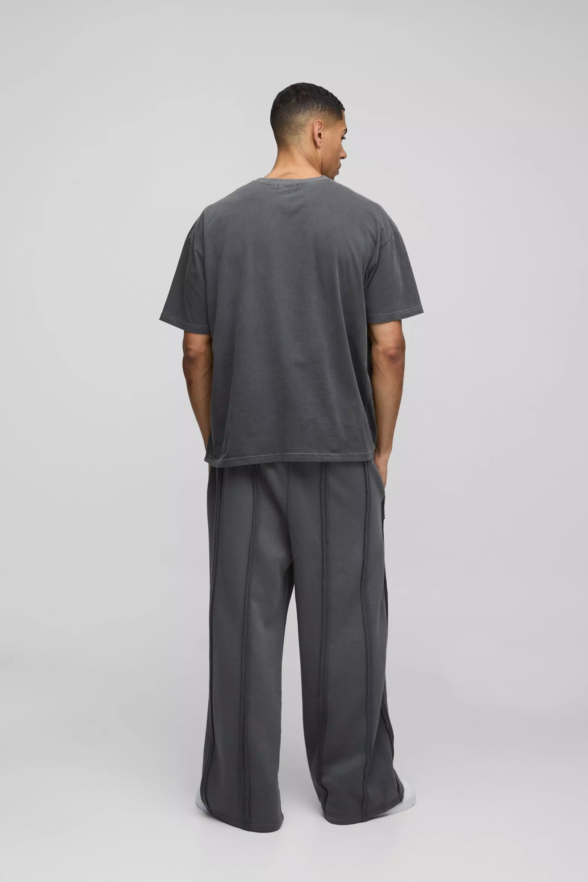 T-shirt oversize délavé à imprimé espace, Charcoal autre image