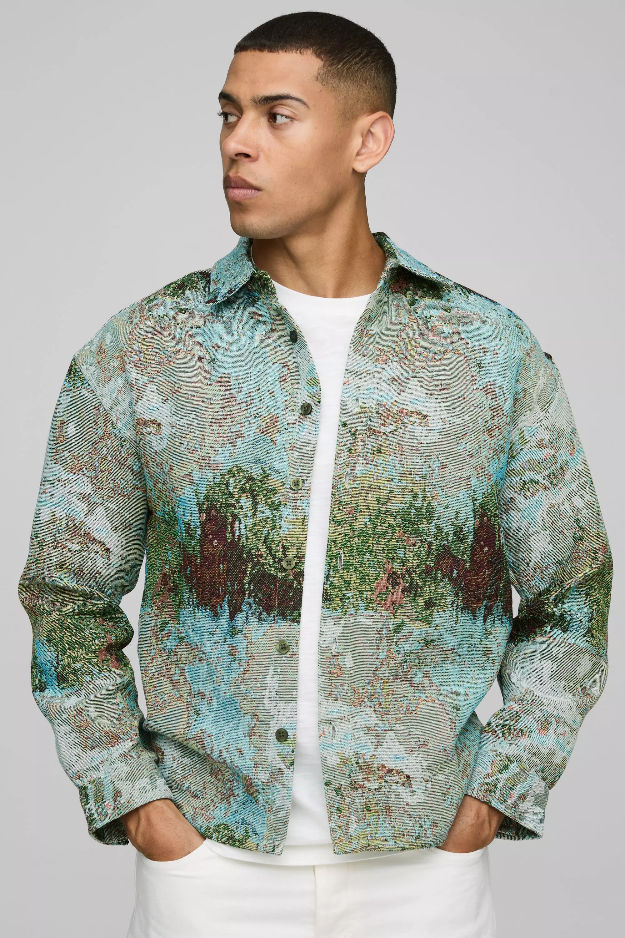Blue Regular Fit Tapestry Shirt Jacket alternative image
