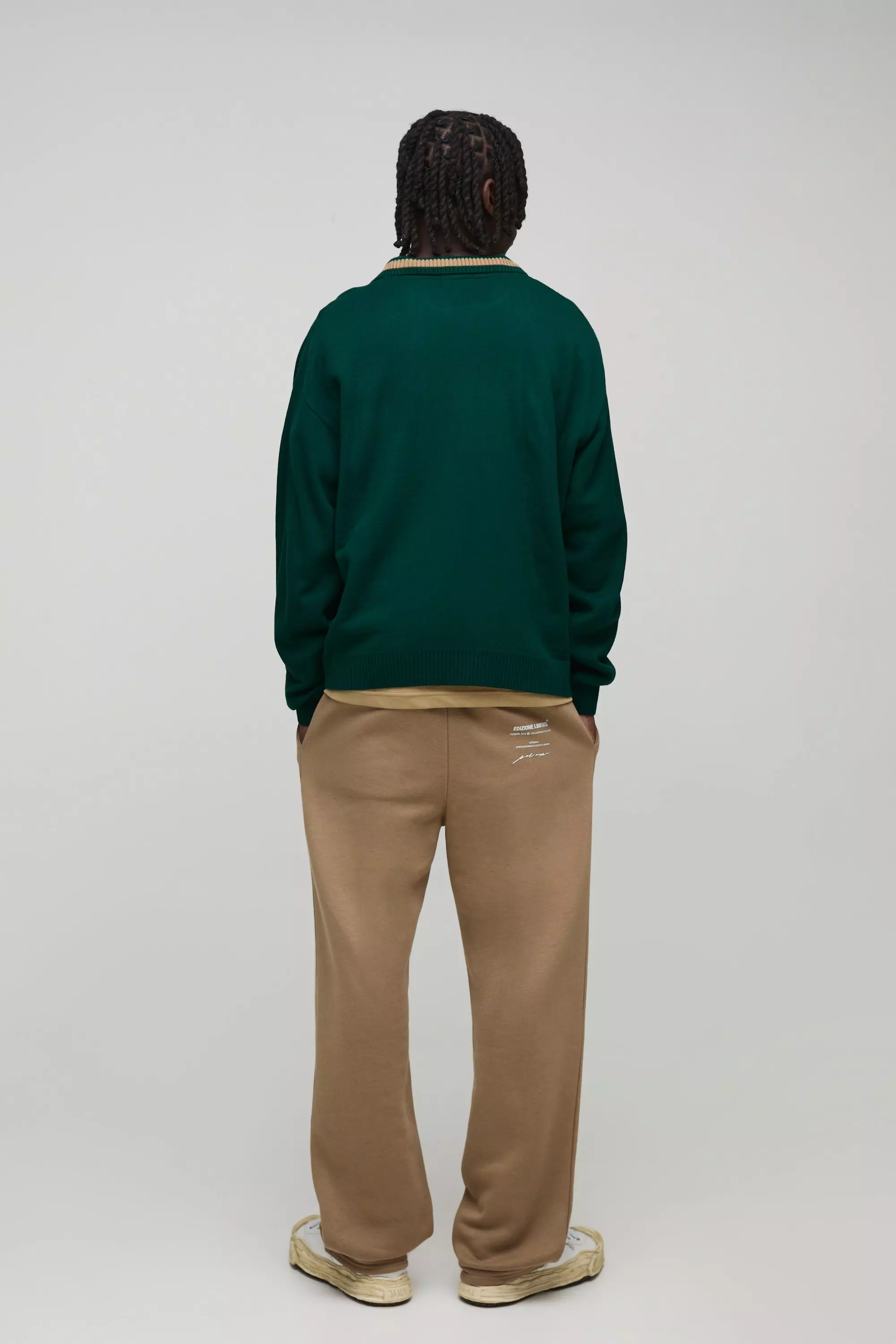 Green Oversized Boxy Knitted Applique Polo Shirt alternative image
