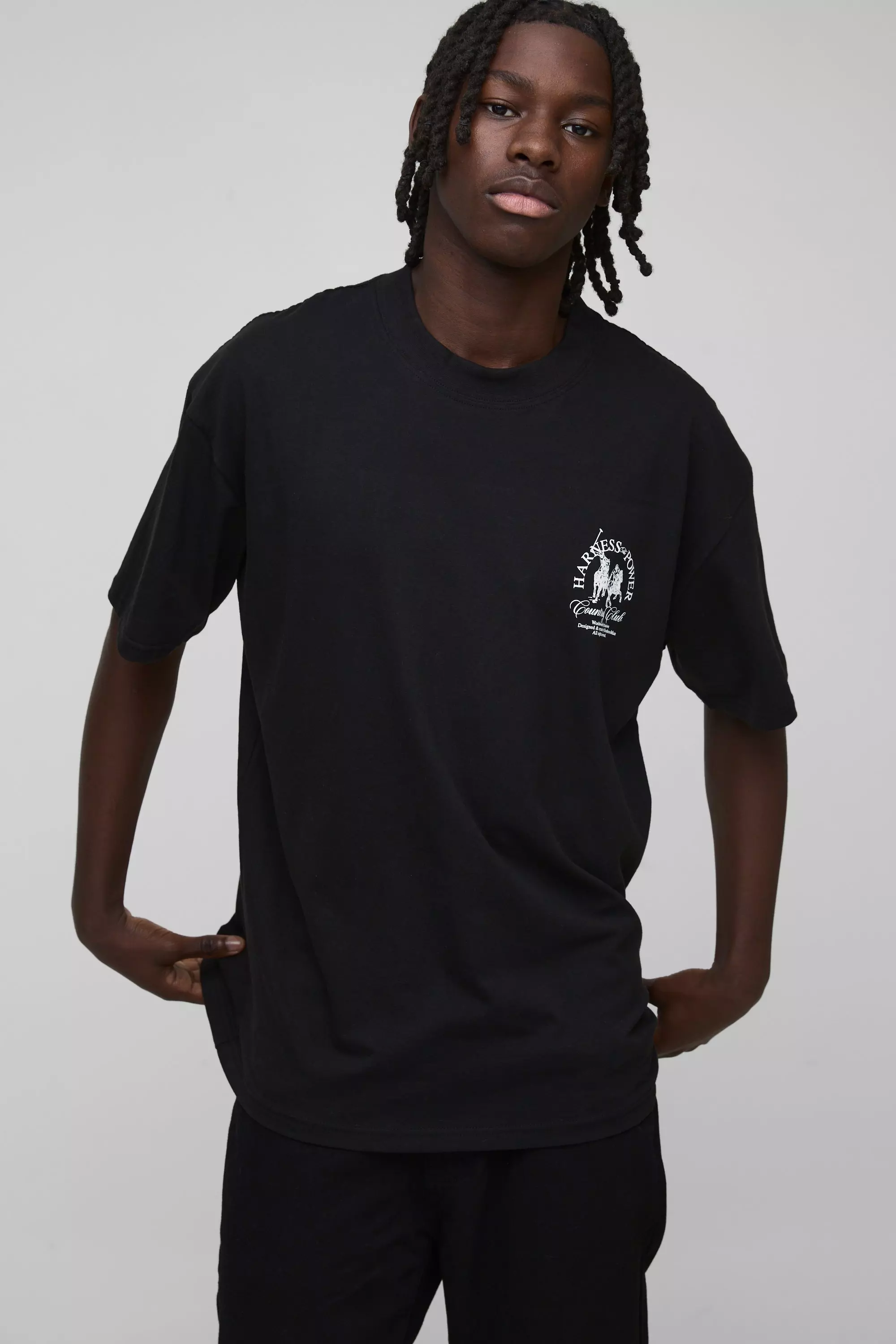 T-shirt oversize à col montant et imprimé cheval, Black autre image