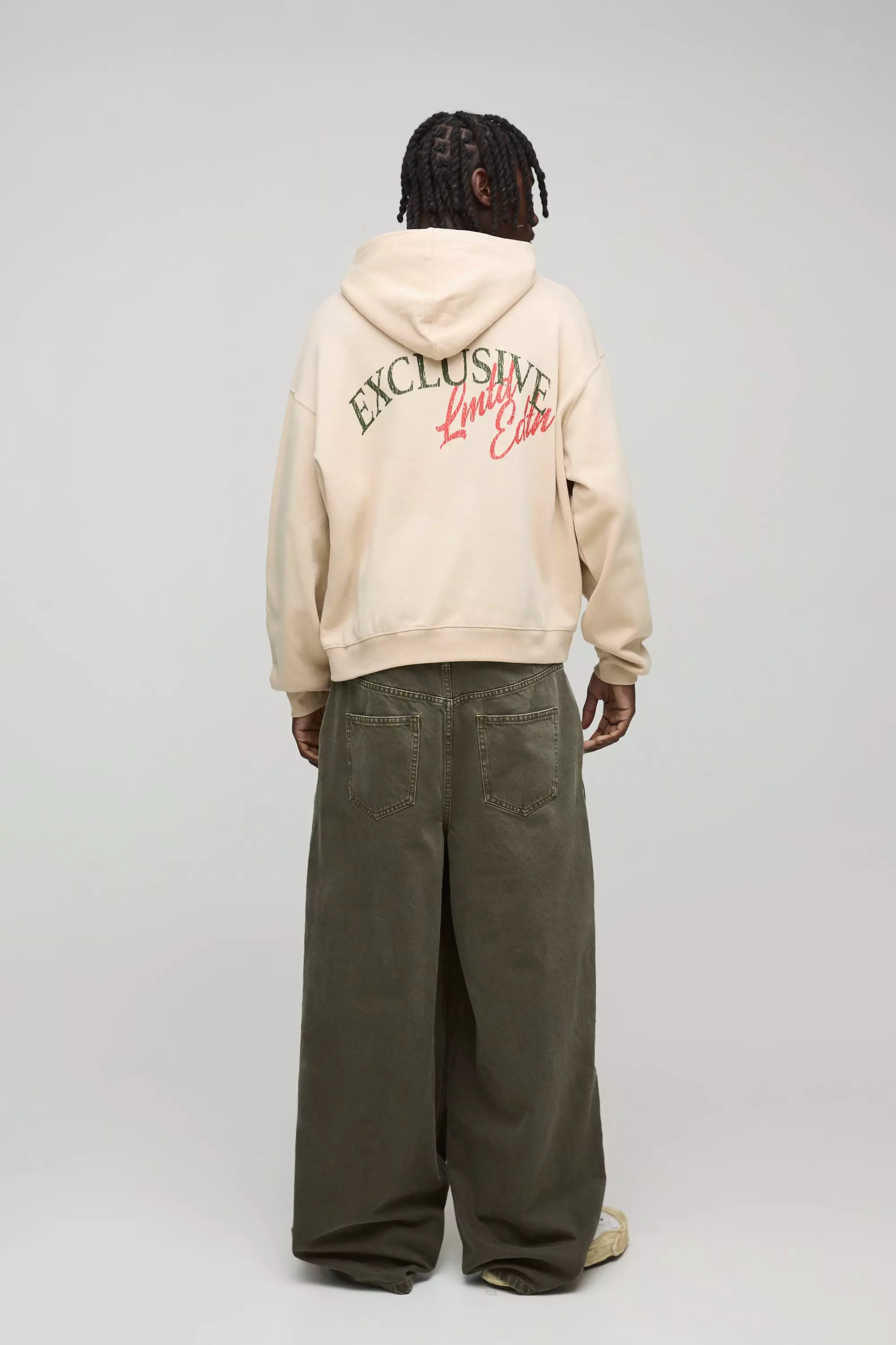 Stone Oversized Homme varsity Crest Printed Hoodie alternative image