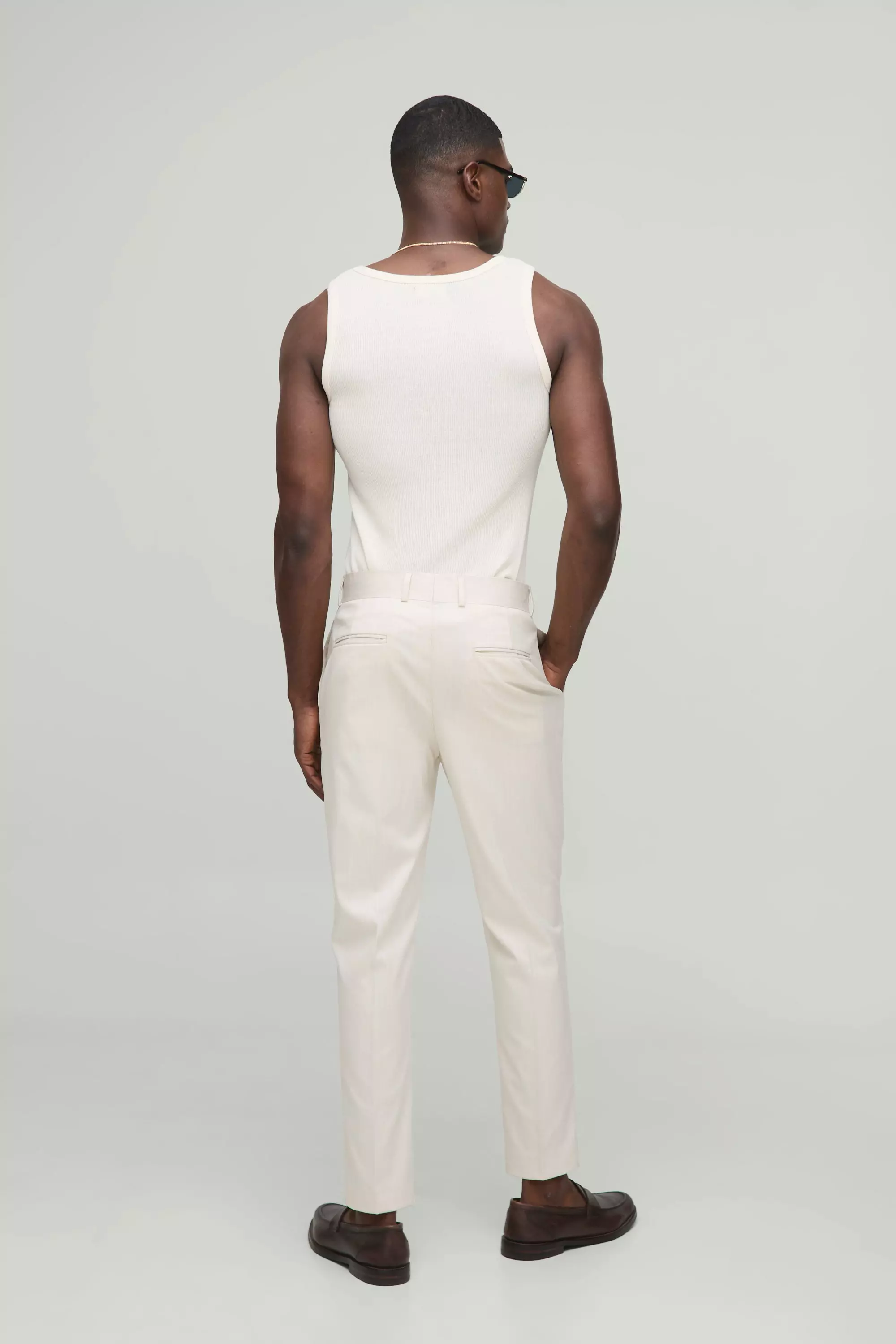 Tapered Fit Crease Front Tailored Pants | boohooMAN USA