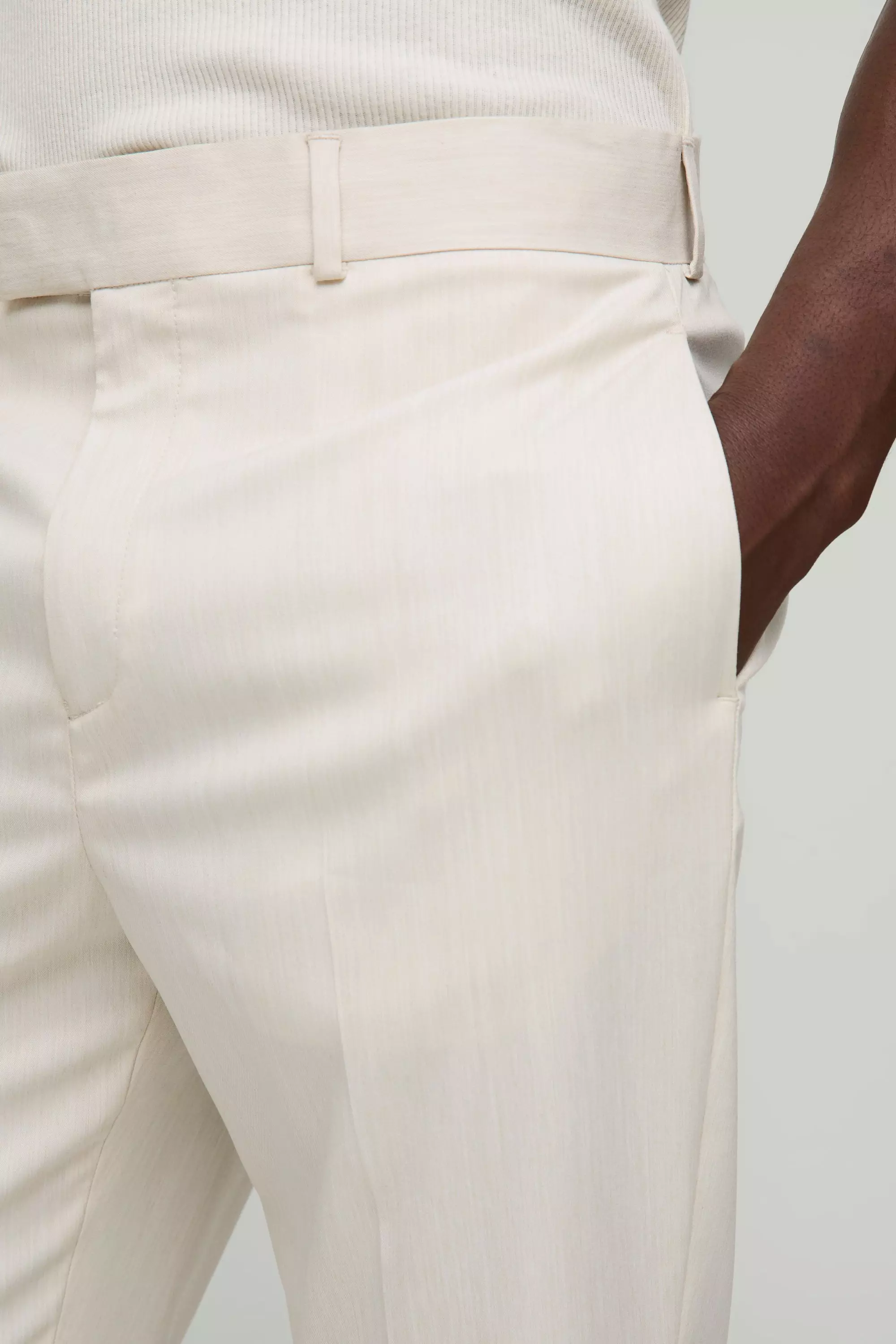 Tapered Fit Crease Front Tailored Pants | boohooMAN USA