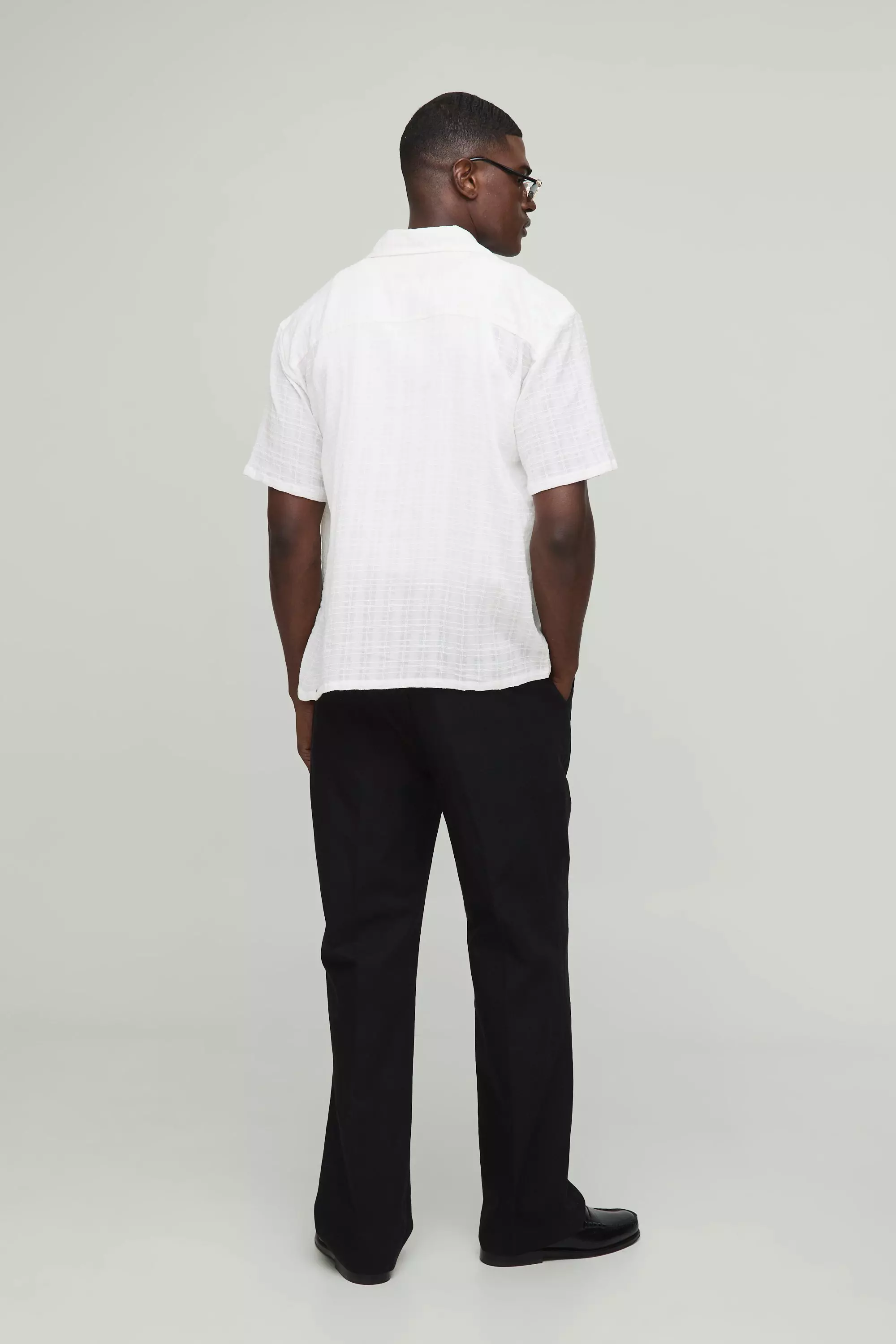 Straight Fit Linen Blend Crease Front Trouser | boohooMAN UK