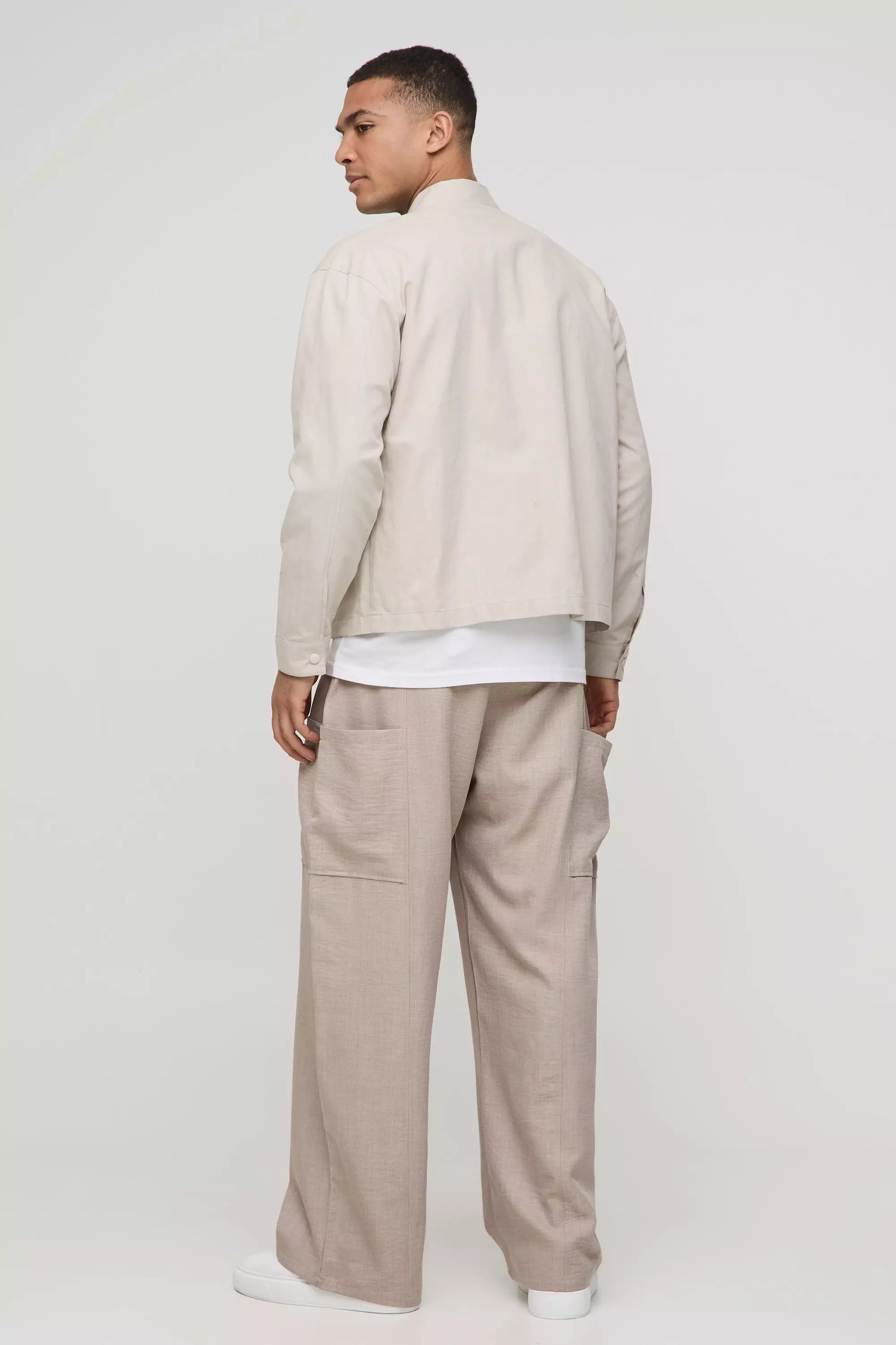 Oversized Linen Blend Shirt Jacket | boohooMAN USA