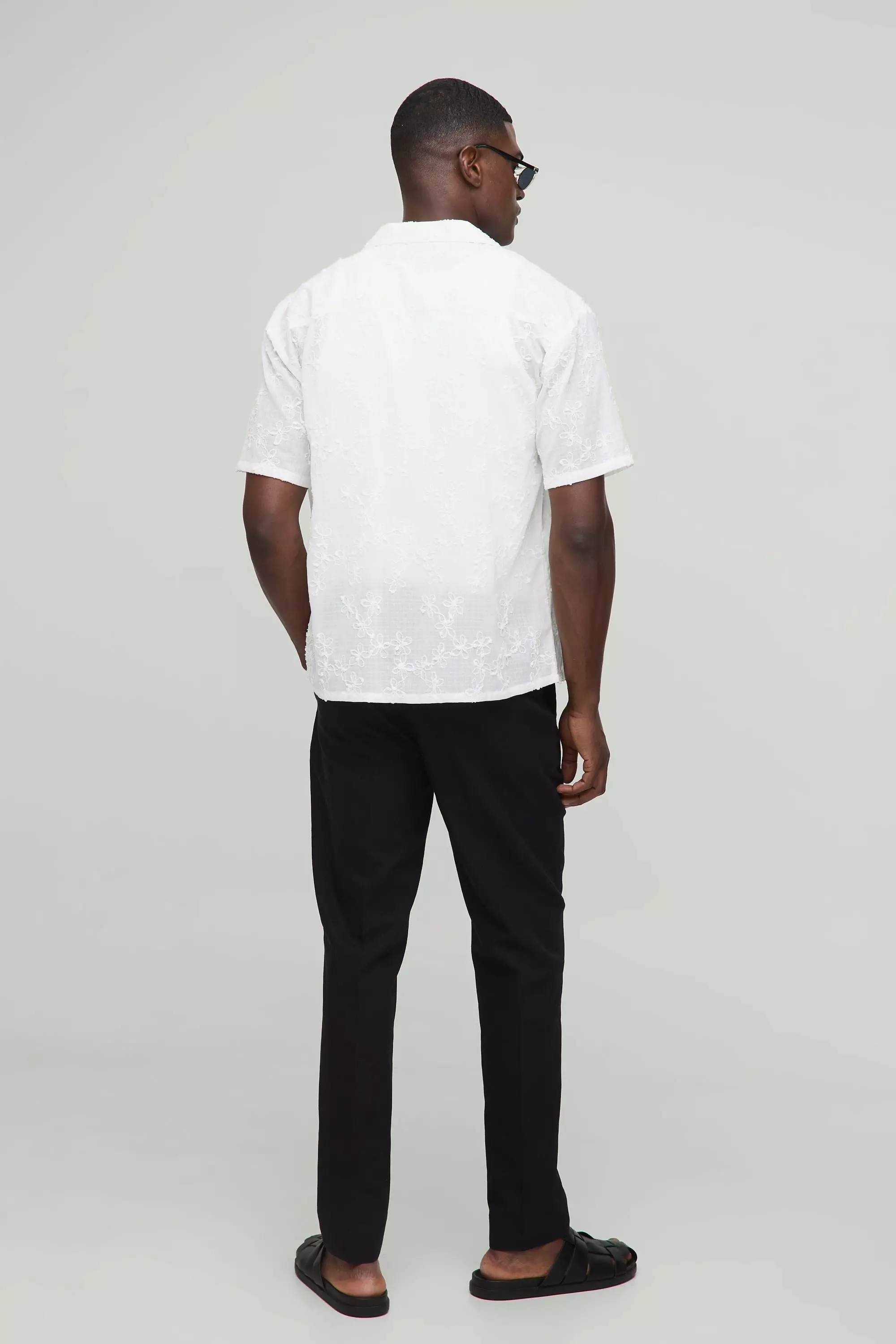 Slim Fit Linen Blend Crease Front Pants | boohooMAN USA