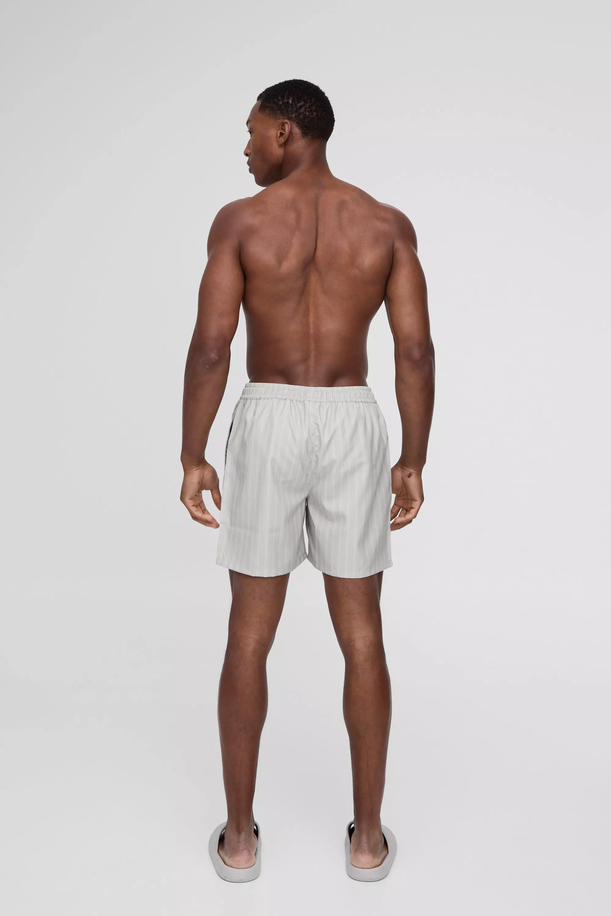 Costume A Pantaloncino Medio A Righe, Taupe immagine alternativa
