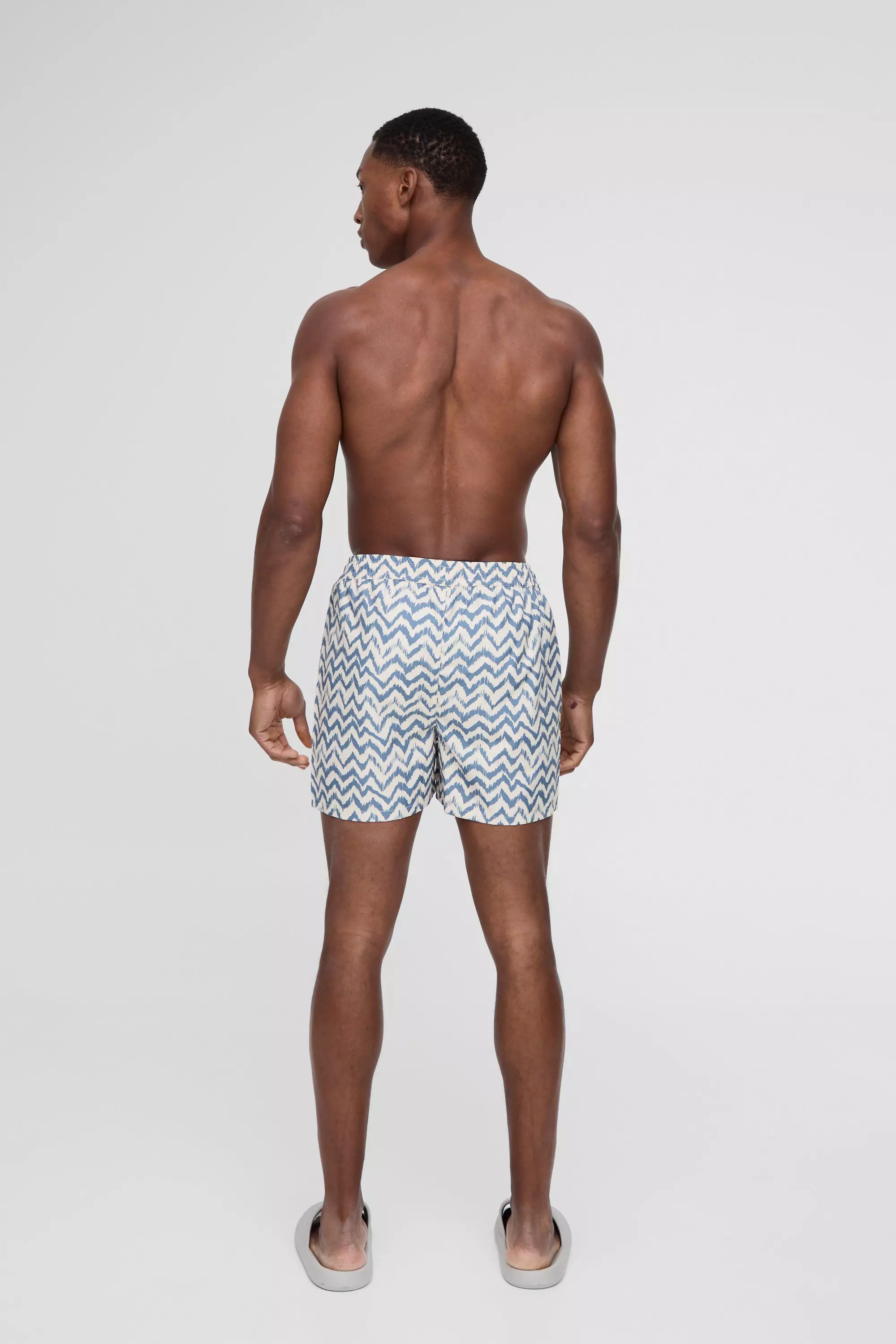 Ecru Short Length Abstract Print Swim Short alternative image