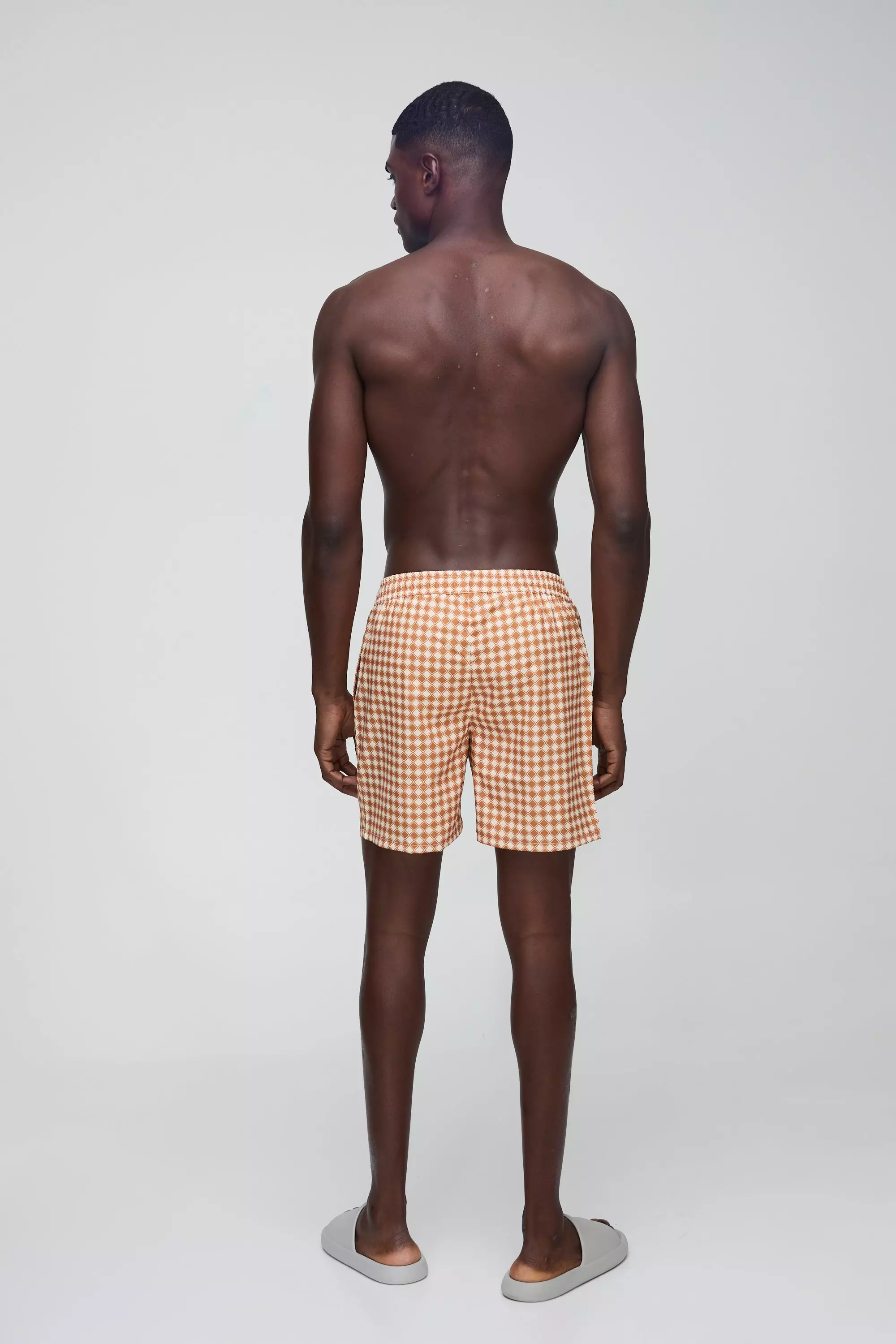 Mittellange Badehose mit Print, Burnt orange alternatives Bild
