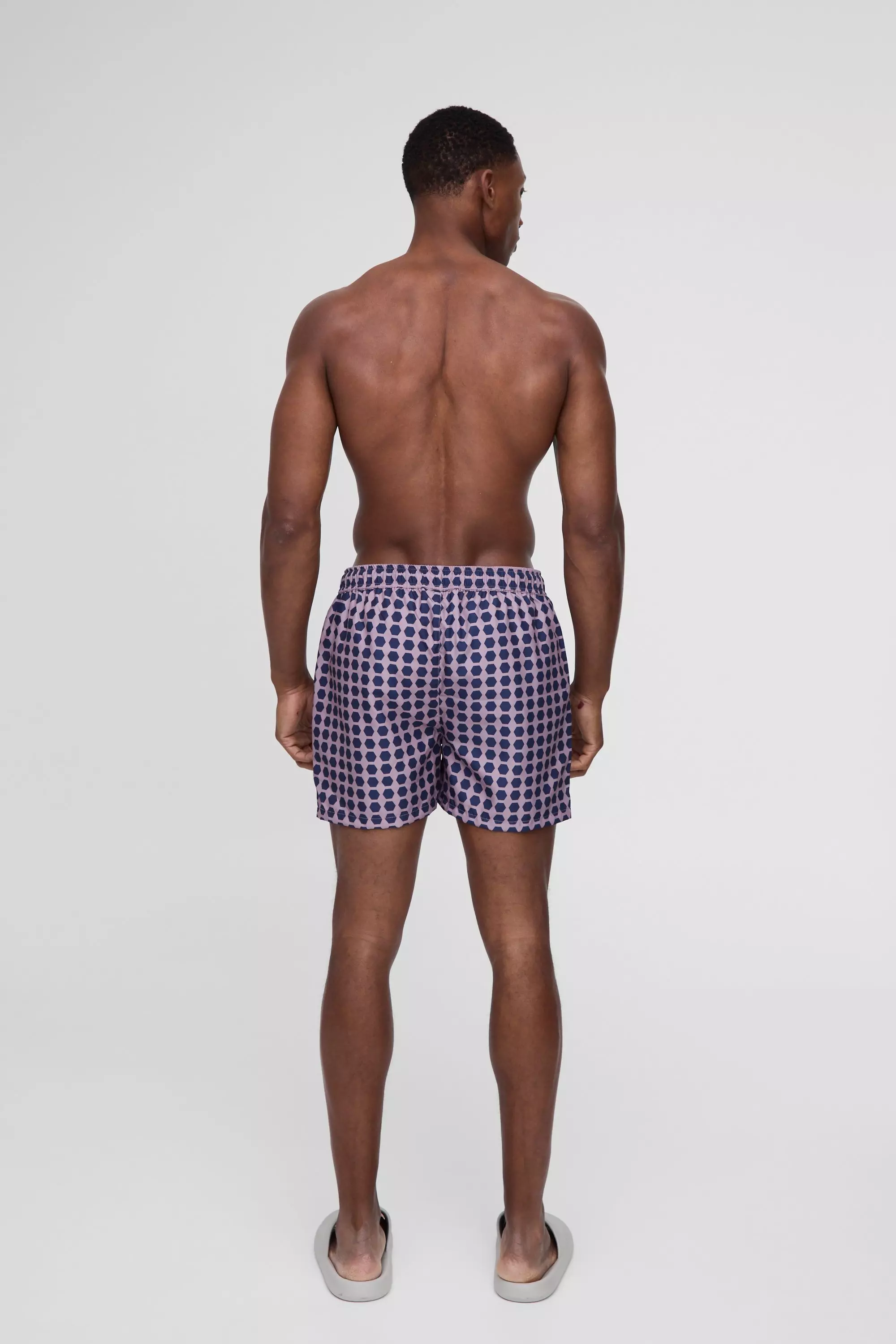 Mauve Short Length Geo Print Swim Short alternative image