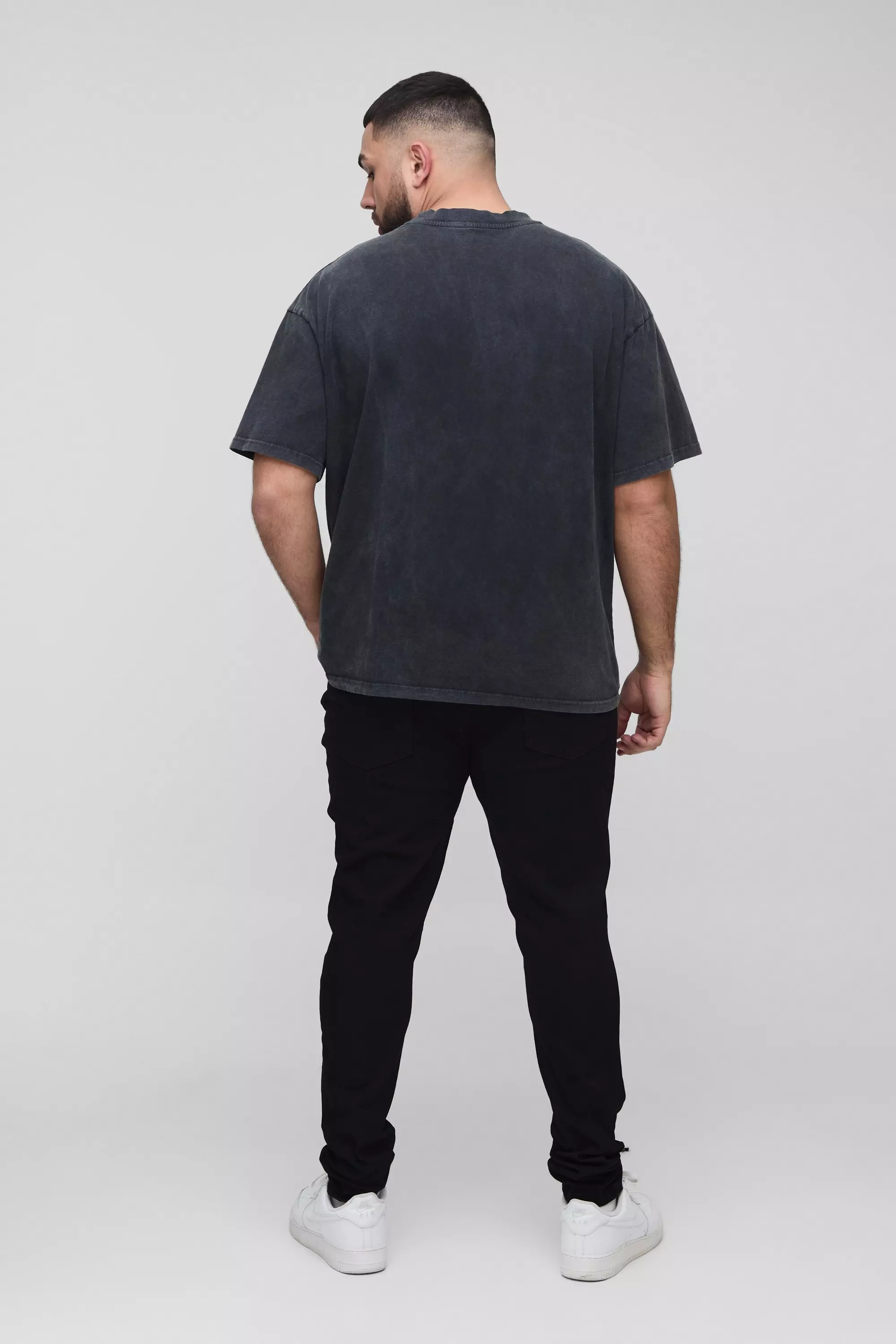 Plus Multi Rip Skinny Stacked Jeans | boohooMAN USA