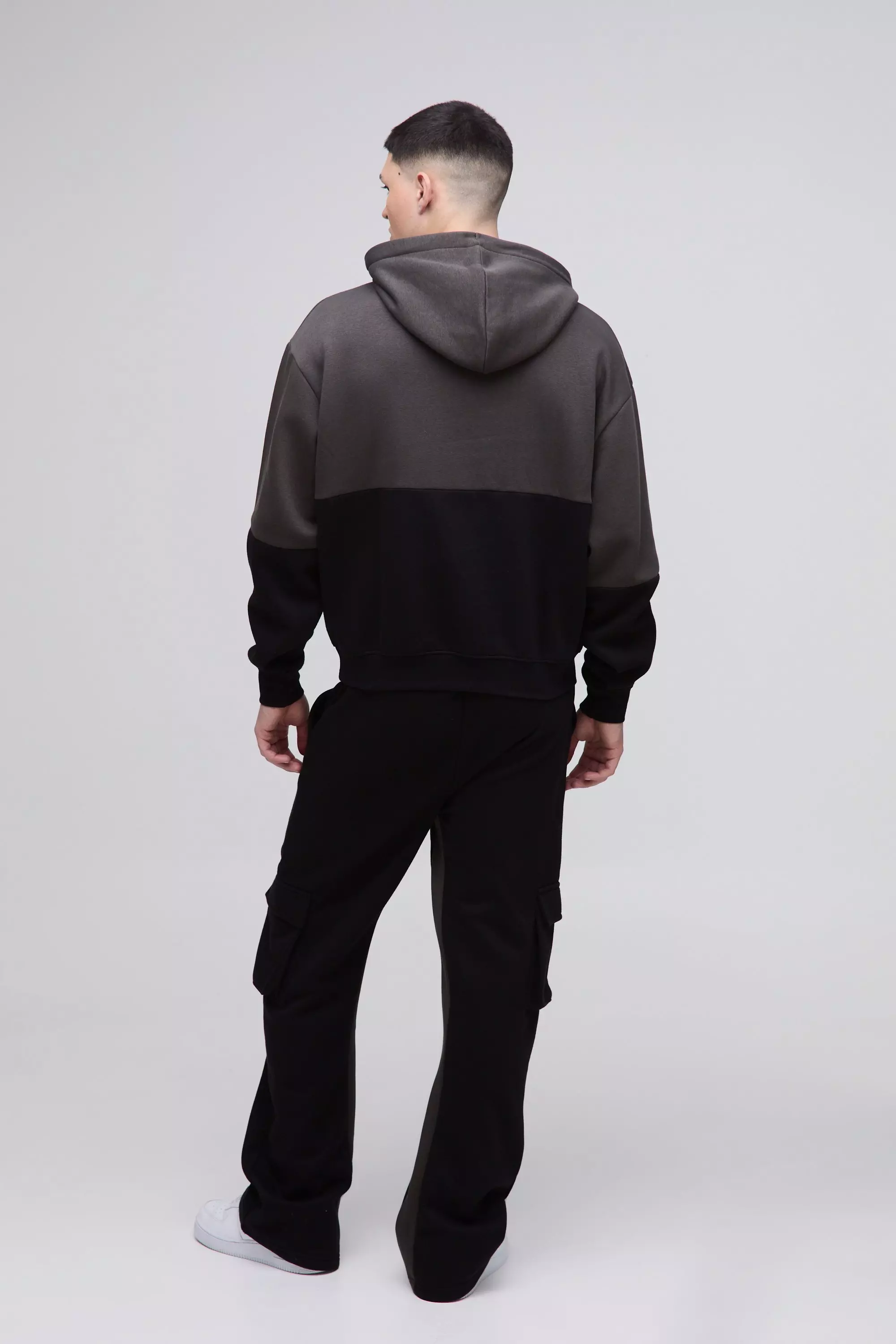 Pantaloni Tuta Cargo Regular Fit Con Inserti, Black immagine alternativa