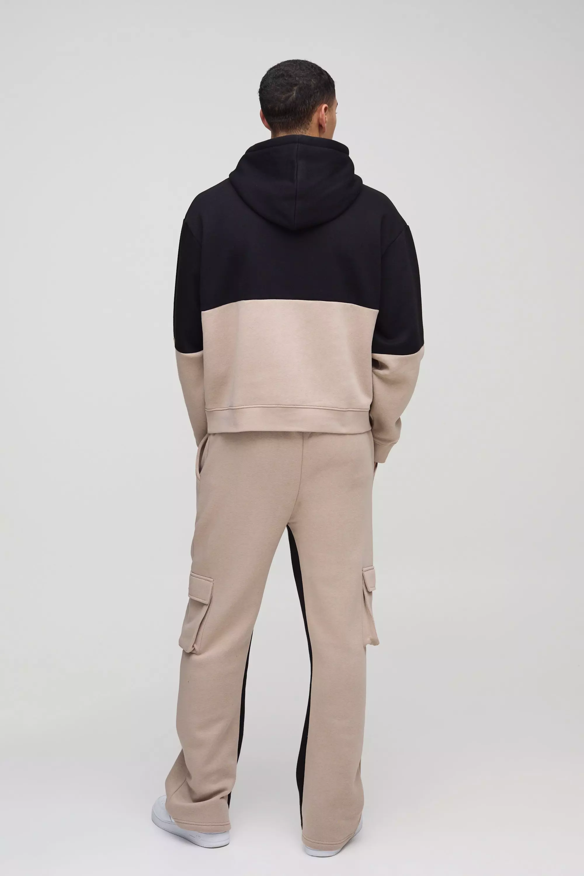 Taupe Oversized Boxy Man Colour Block Hoodie alternative image