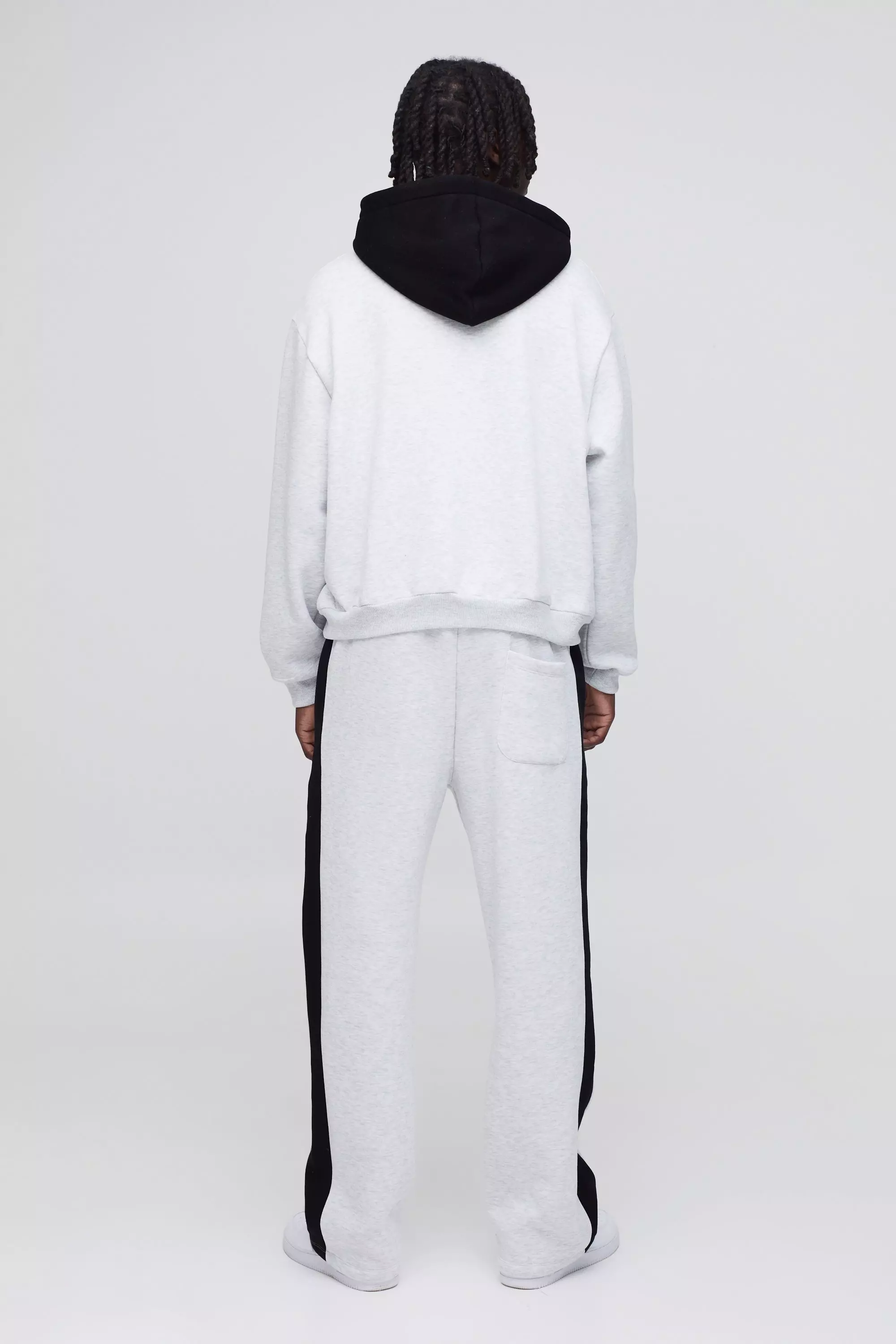 Grey marl Straight Leg Man Colour Block Sweatpants alternative image