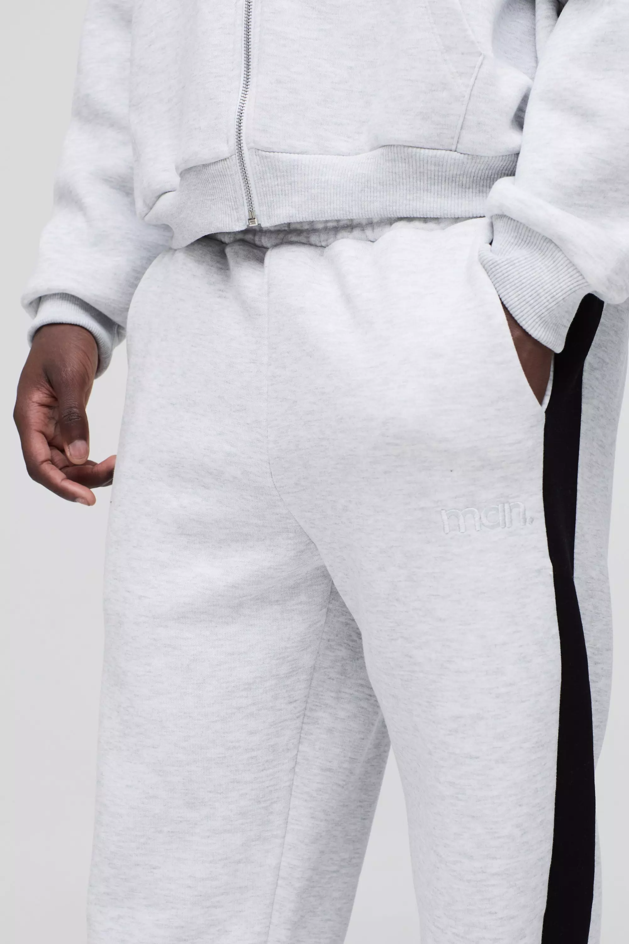 Grey marl Straight Leg Man Colour Block Sweatpants alternative image