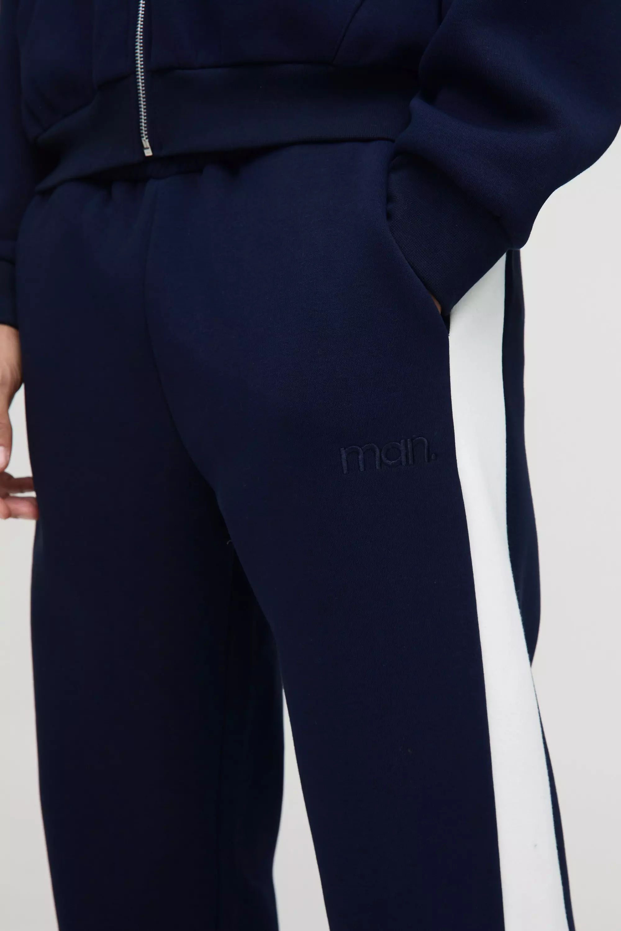 Navy Straight Leg Man Colour Block Sweatpants alternative image